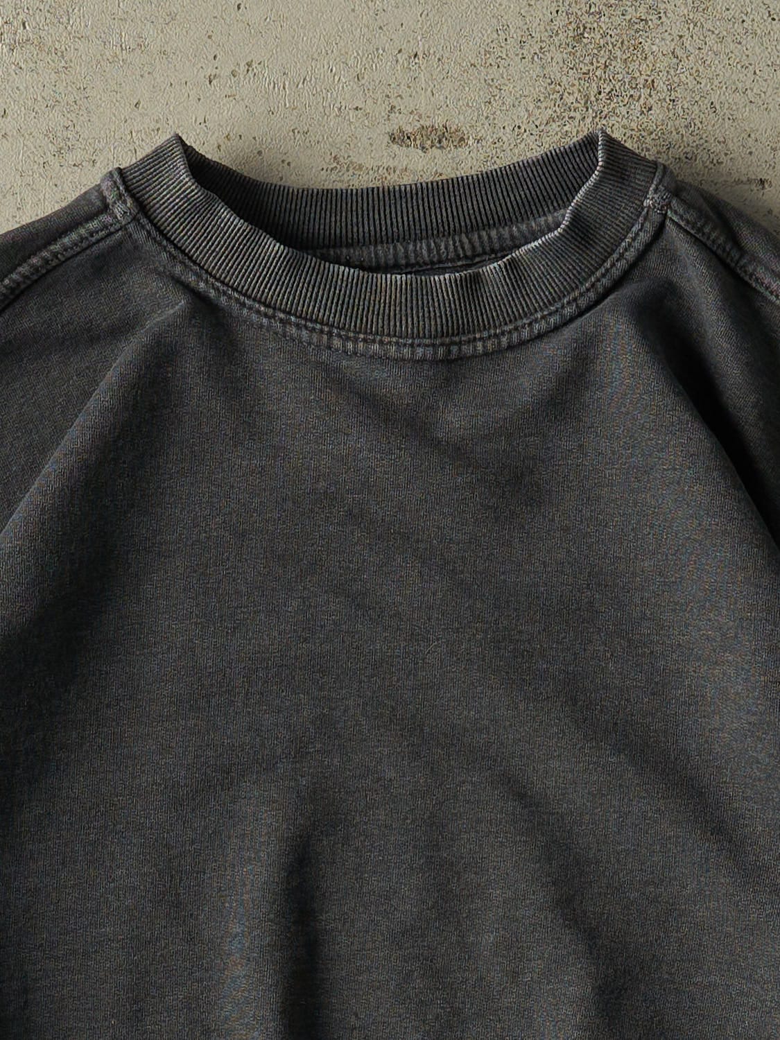 Vintage 90s Charcoal Grey Russell Athletic Blank Crewneck (L) - Image 2