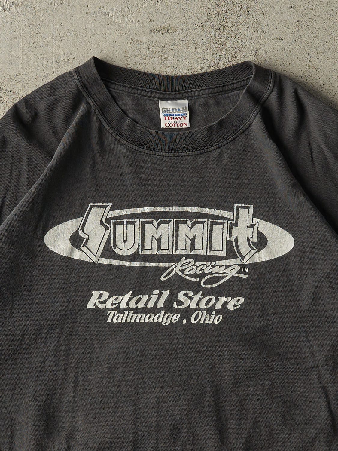 Vintage 90s Faded Black Summit Racing Store Tee (L/XL) - Image 2