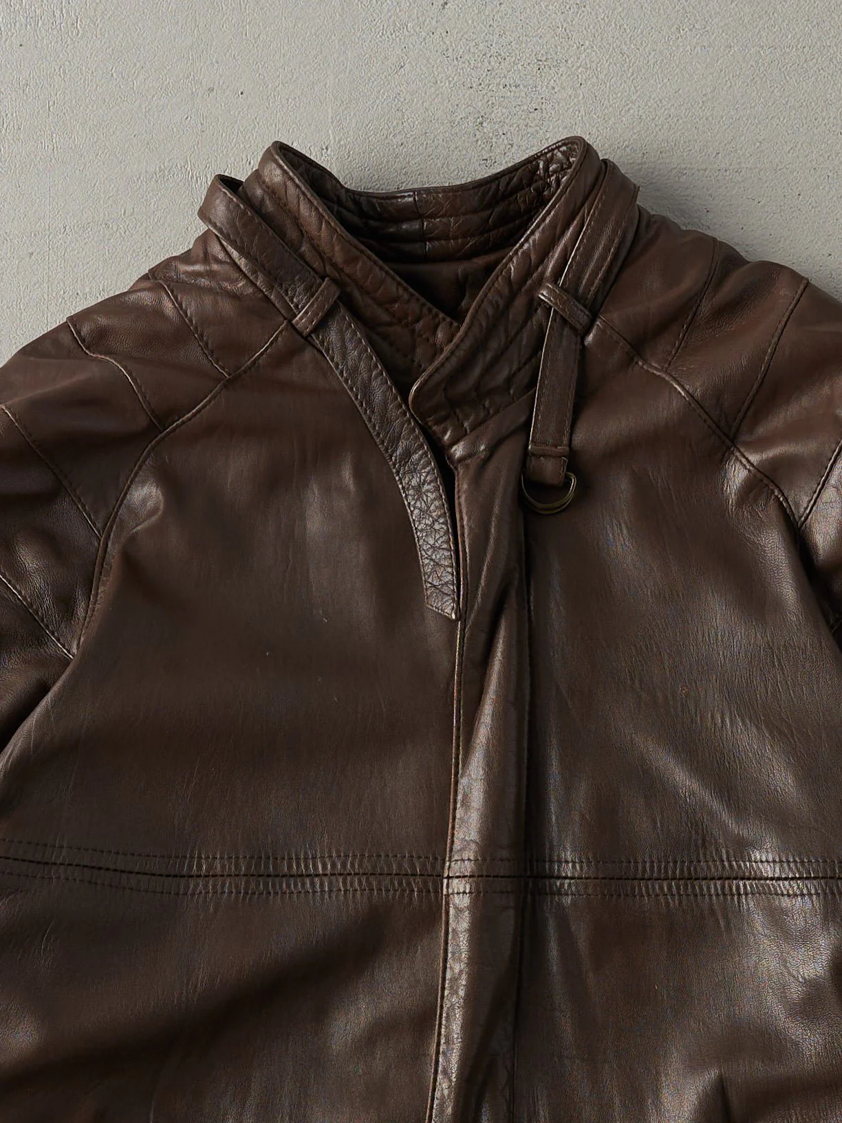 Vintage 90s Chocolate Brown Leather Jacket (XS) - Image 2