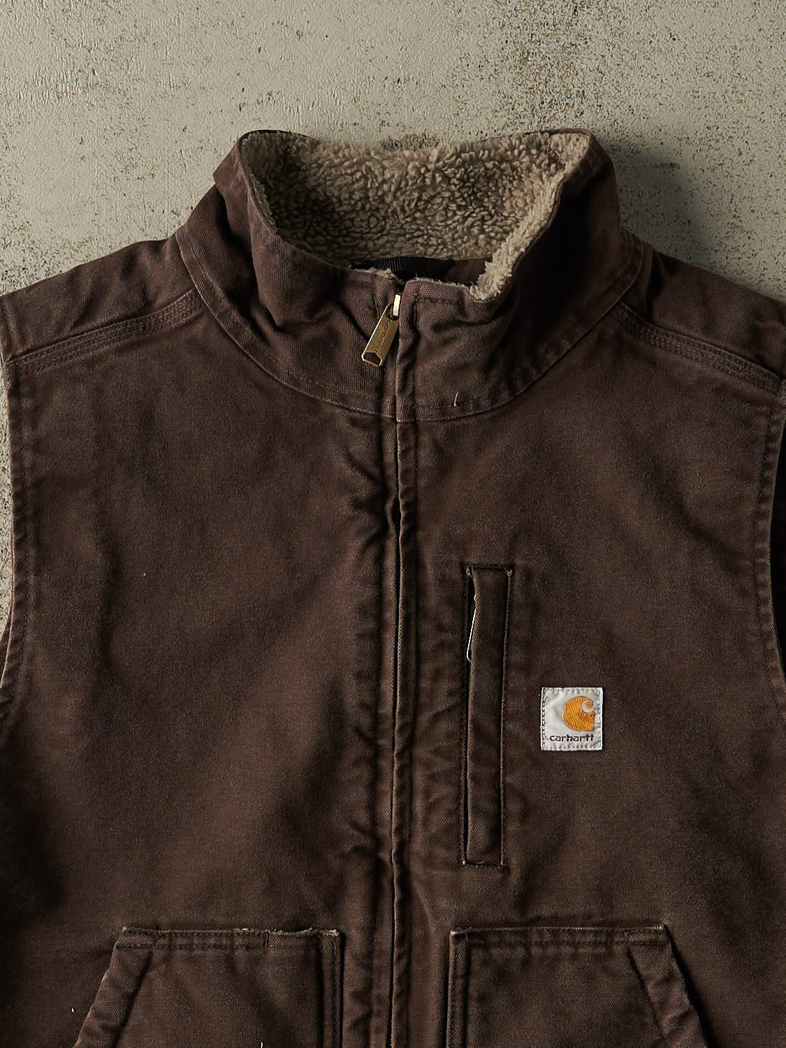 Vintage Y2K Chocolate Brown Carhartt Sherpa Lined Vest (XL/XXL) - Image 2