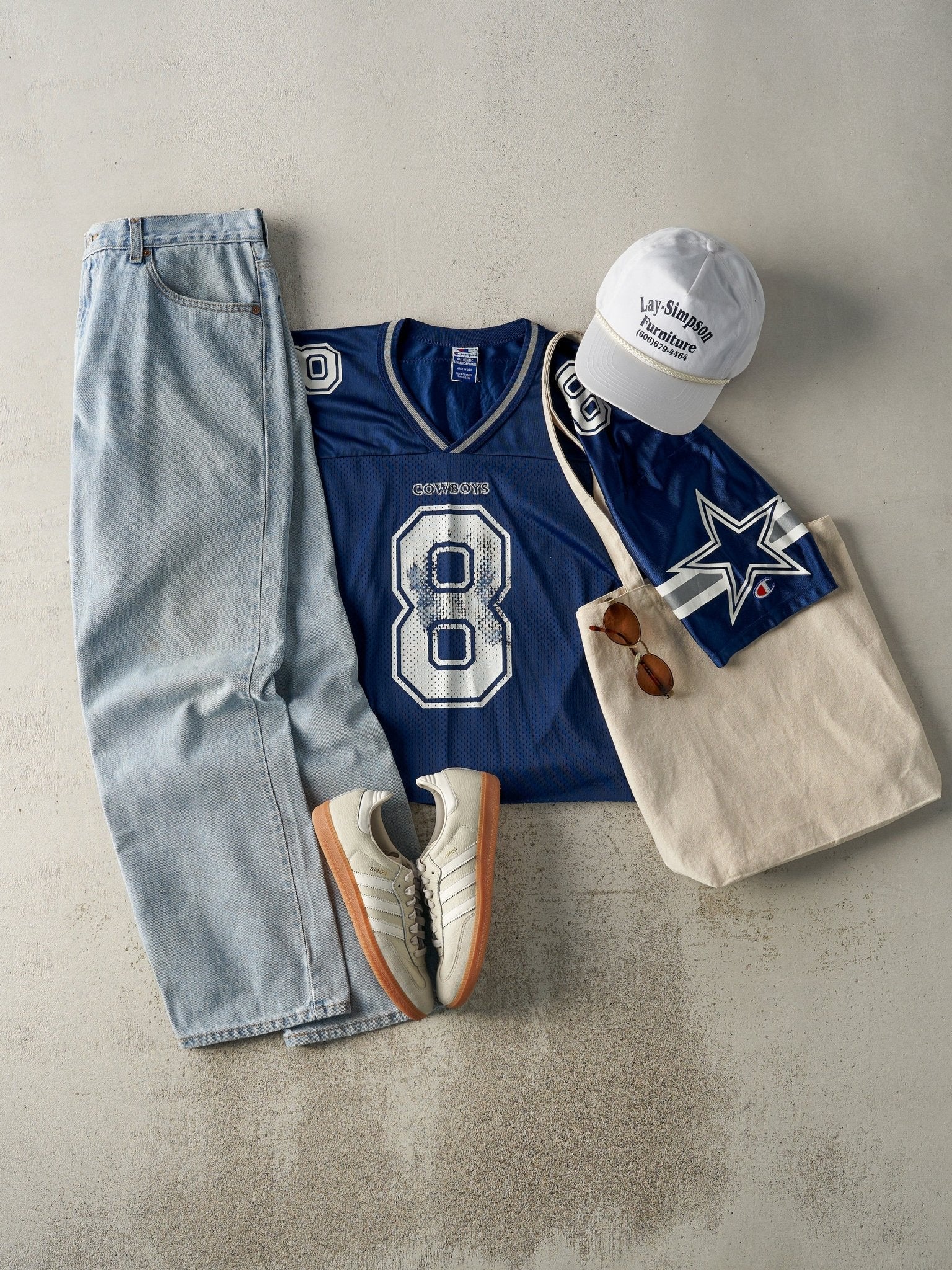 Vintage 90s Navy Dallas Cowboys #8 Troy Aikman Cropped Jersey (M) - Image 6