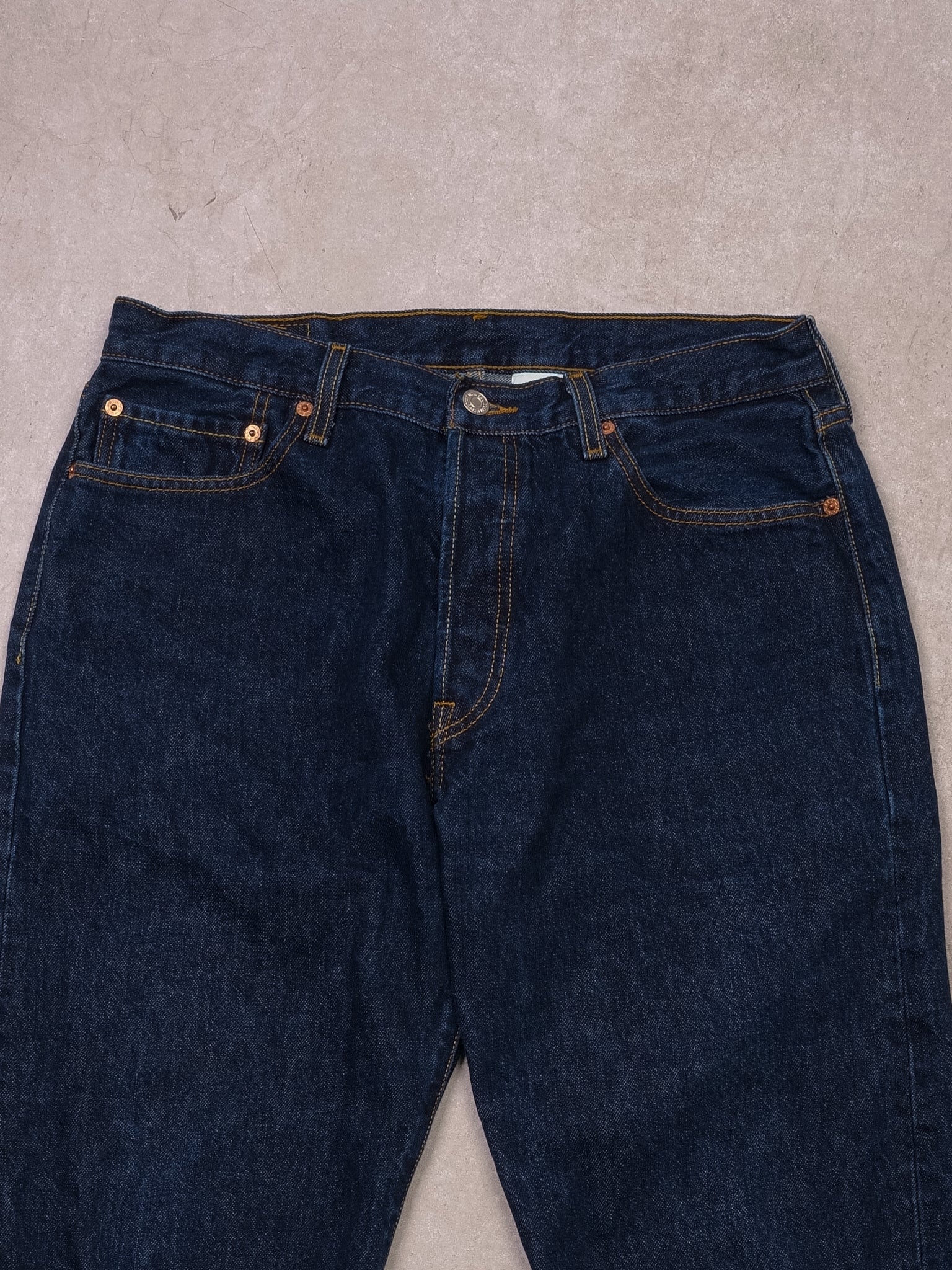 Vintage 90s Dark Blue 501 Levi's Denim Jeans (30x30) - Image 2