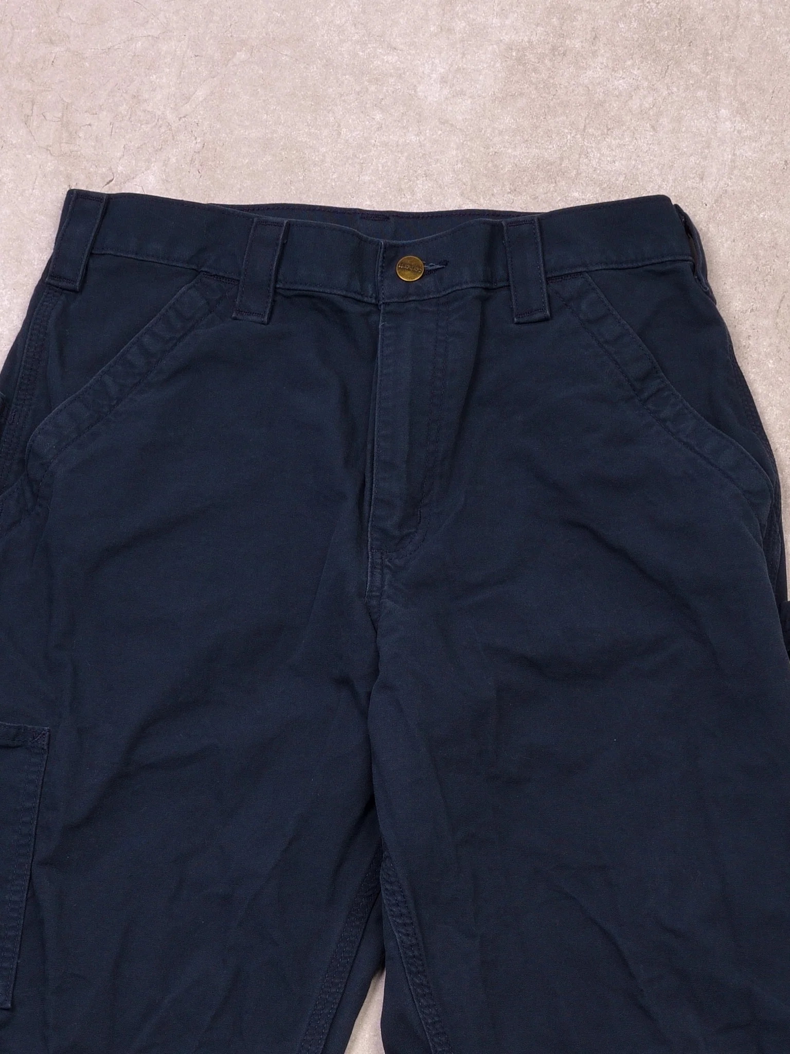 Vintage 90s Dark Blue Carhartt Loose Original Fit Carpenter Pants (30x30) - Image 3