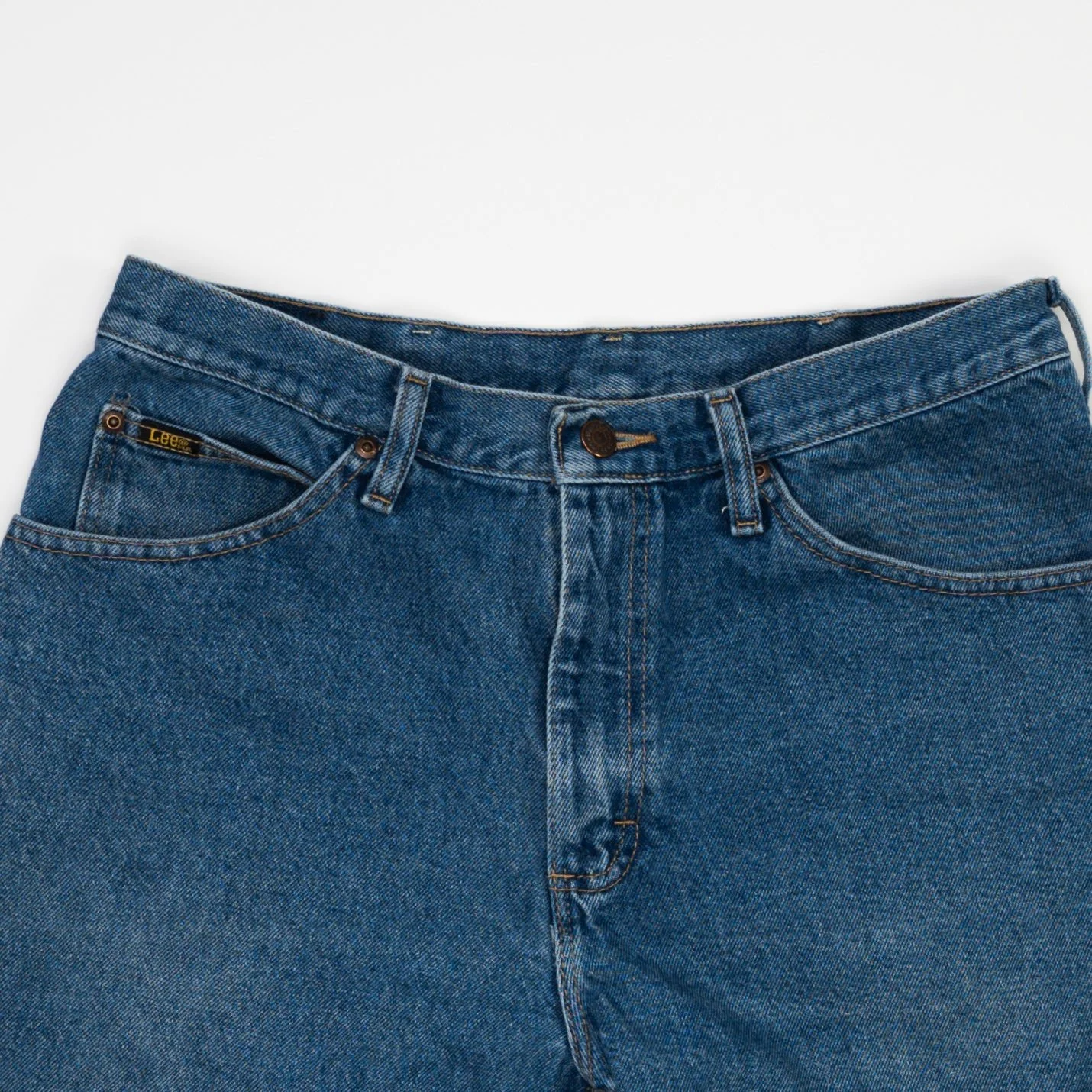 Vintage 90s Dark Blue Lee Jean Shorts (34) - Image 2