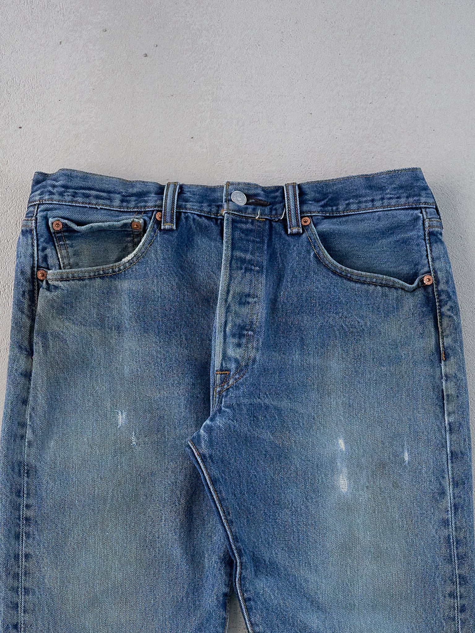 Vintage 90s Dark Blue Levi's 501 Denim Jeans (32x29) - Image 3