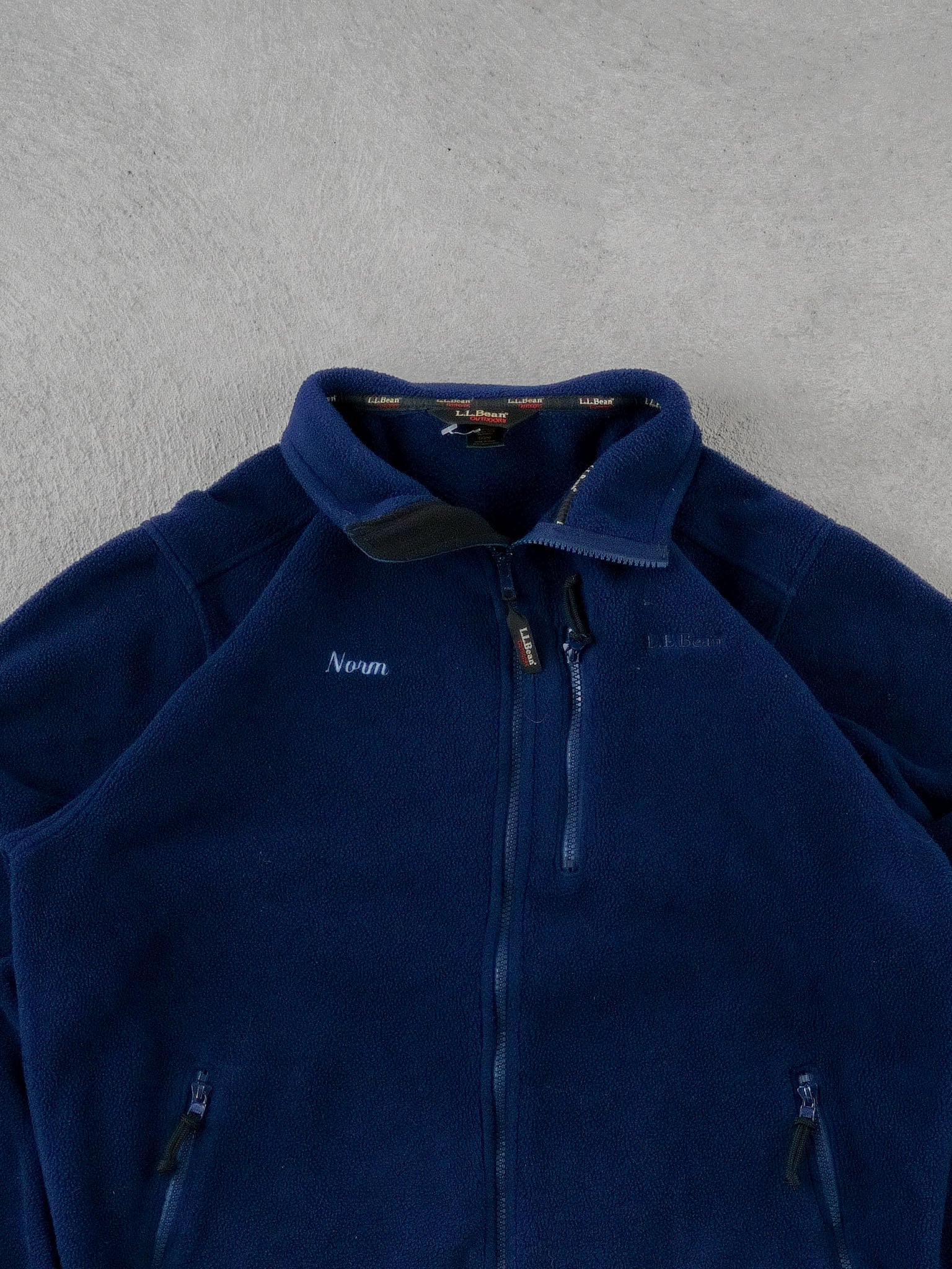 Vintage 90s Dark Blue LL Bean Fleece Zip Up (L) - Image 2