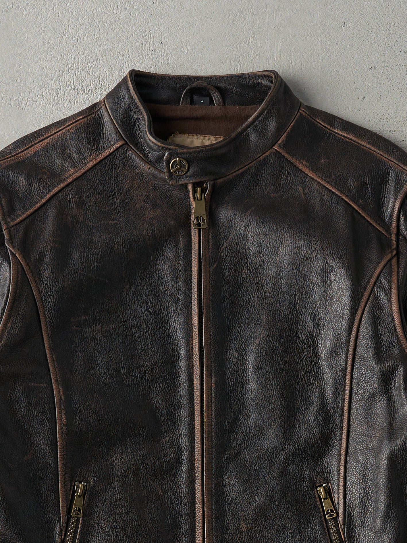 Vintage 90s Dark Brown Top Gun Leather Jacket (S/M) - Image 3