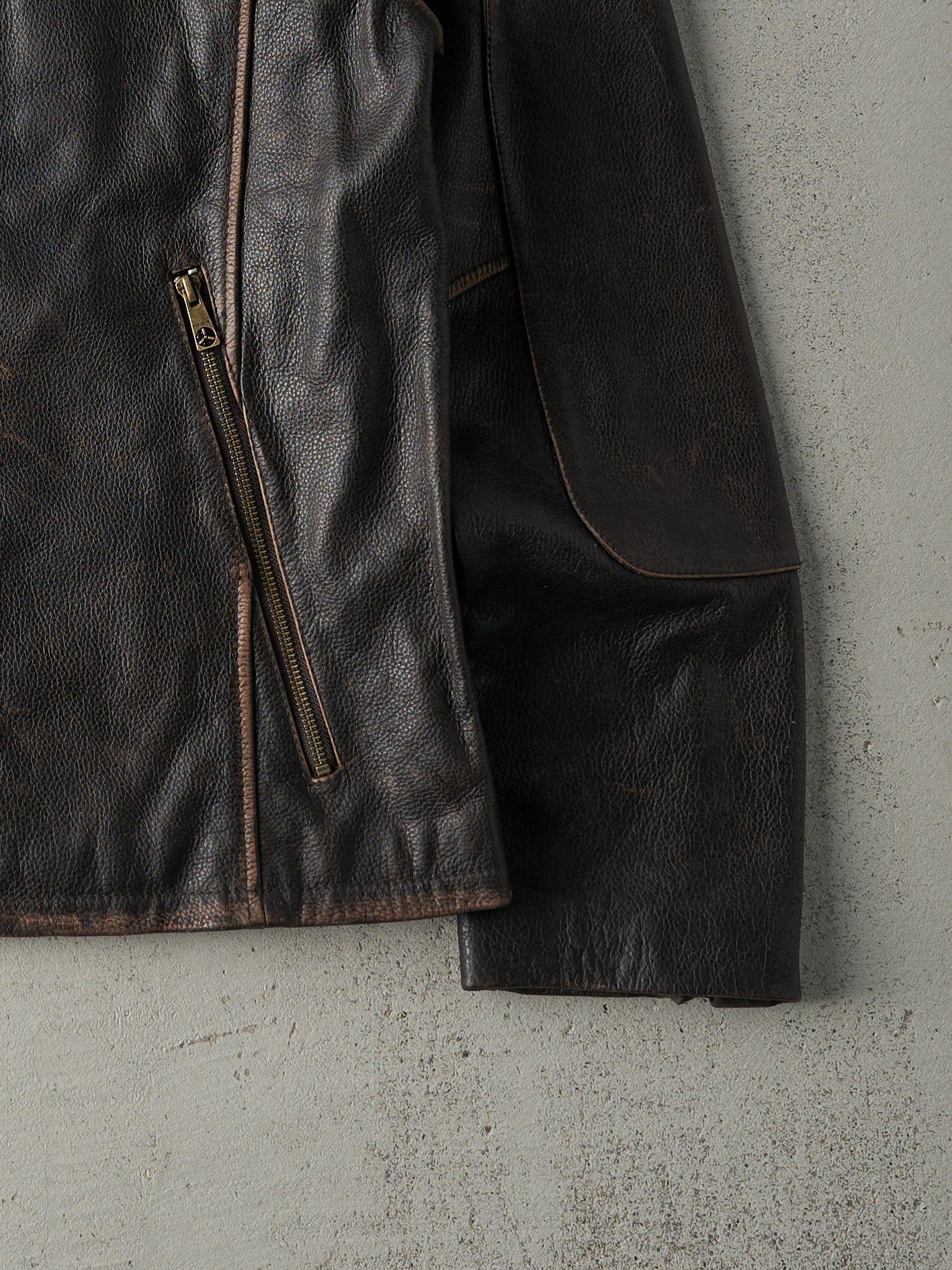Vintage 90s Dark Brown Top Gun Leather Jacket (S/M) - Image 4