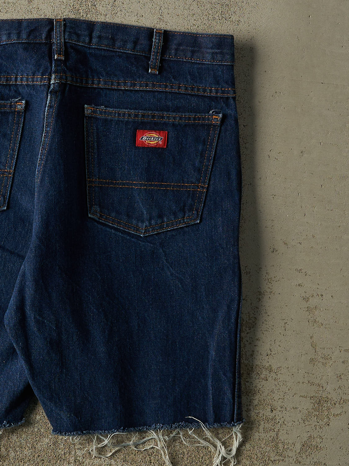 Vintage 90s Dark Wash Dickies Cut Off Jorts (36x8.5) - Image 5