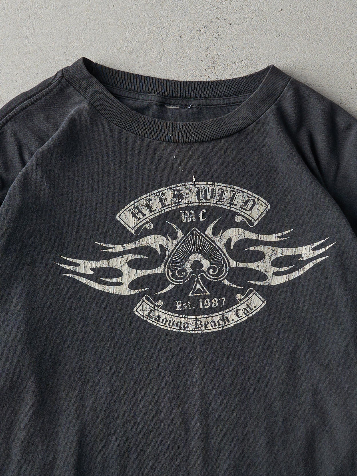 Vintage 90s Faded Black Aces Wild Laguna Beach Long Sleeve (M) - Image 2