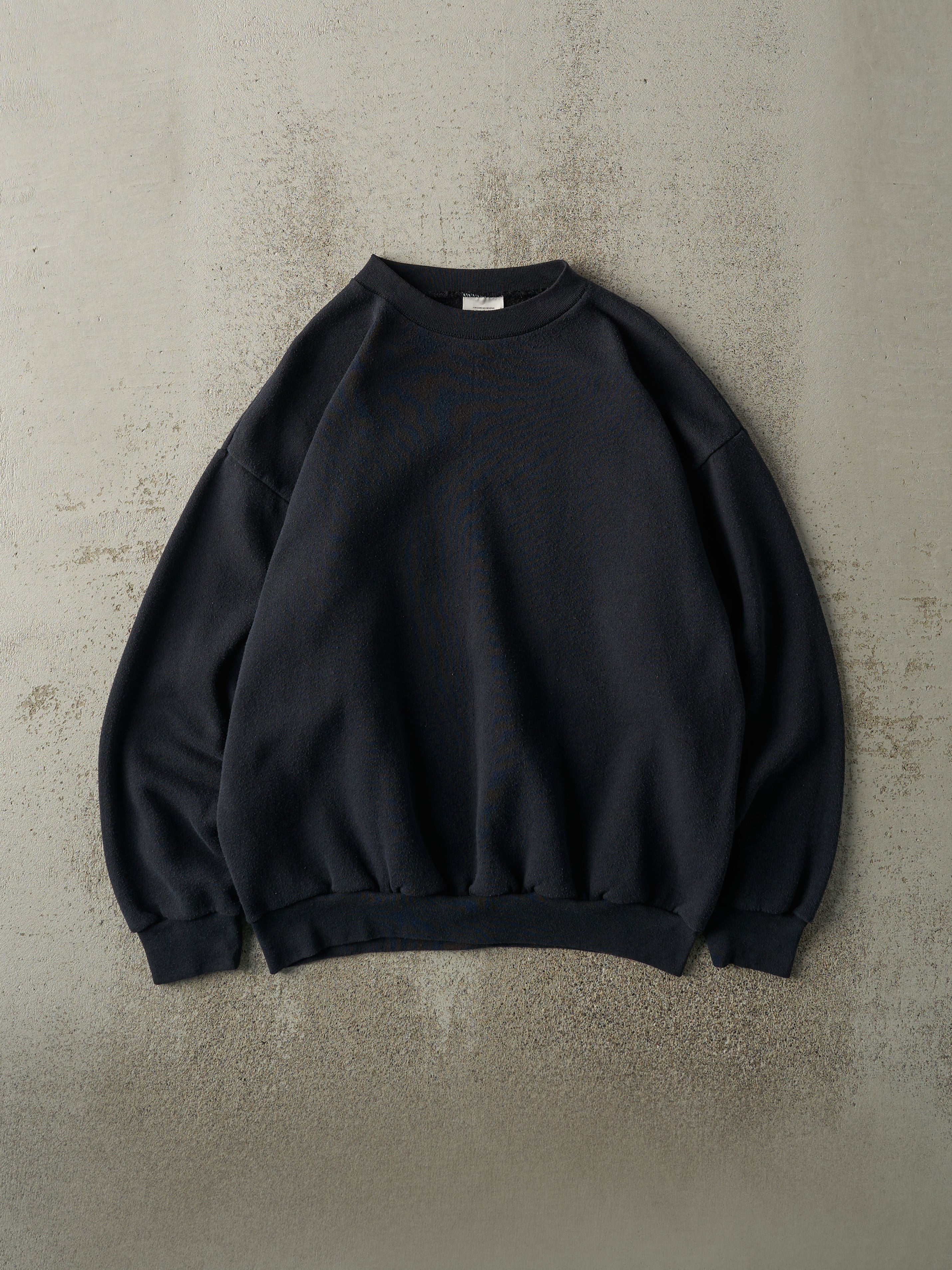 Vintage 90s Faded Black Blank Crewneck (M)