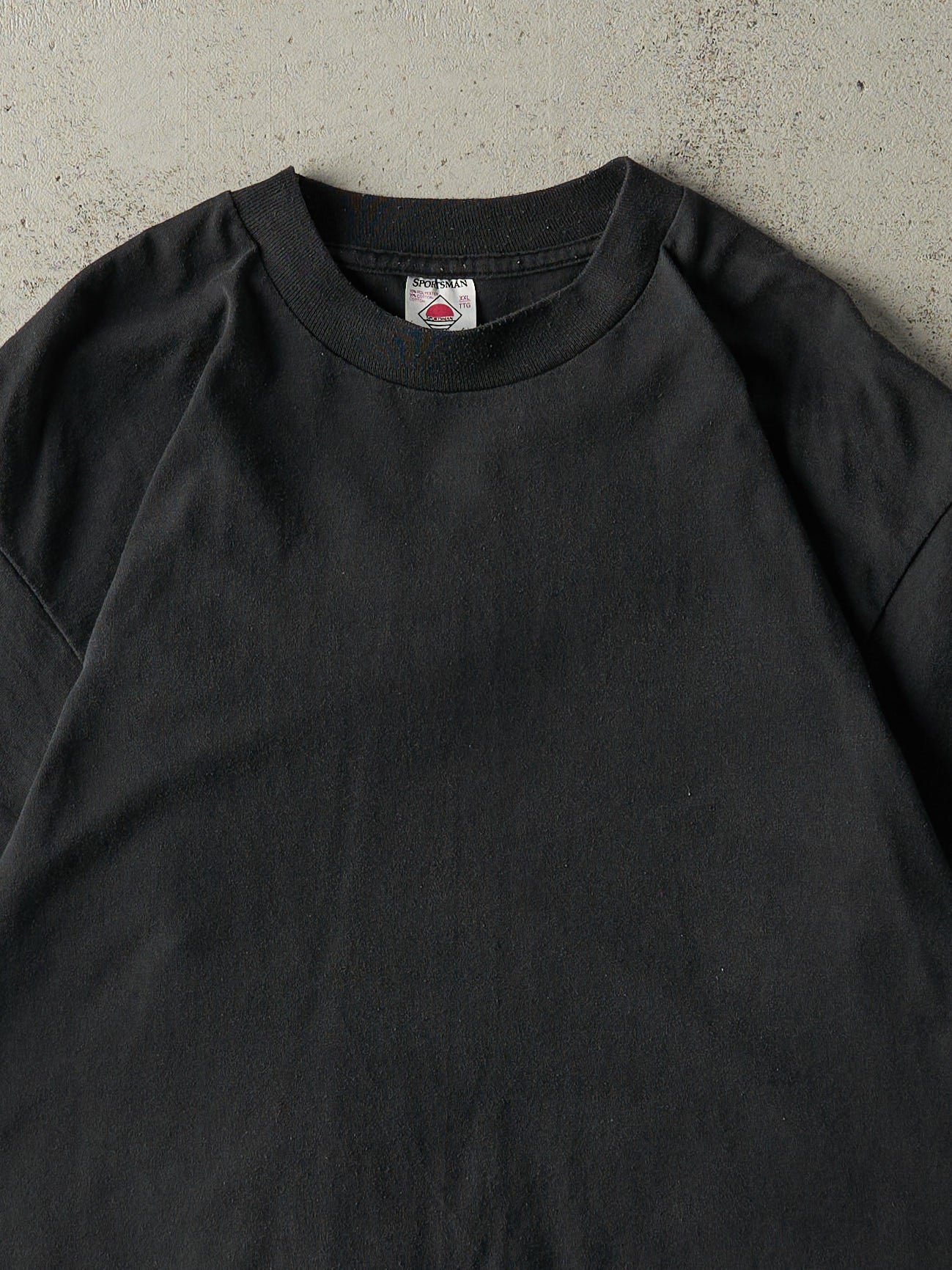 Vintage 90s Faded Black Blank Tee (L) - Image 2