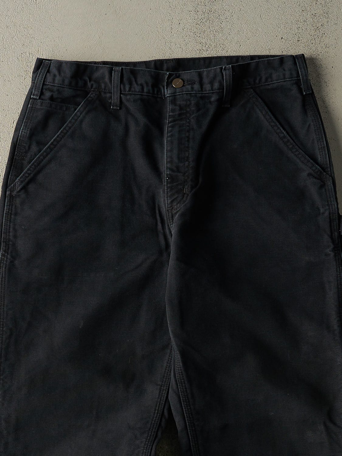 Vintage 90s Faded Black Carhartt Carpenter Flannel Lined Work Pants (33x32.5) - Image 3