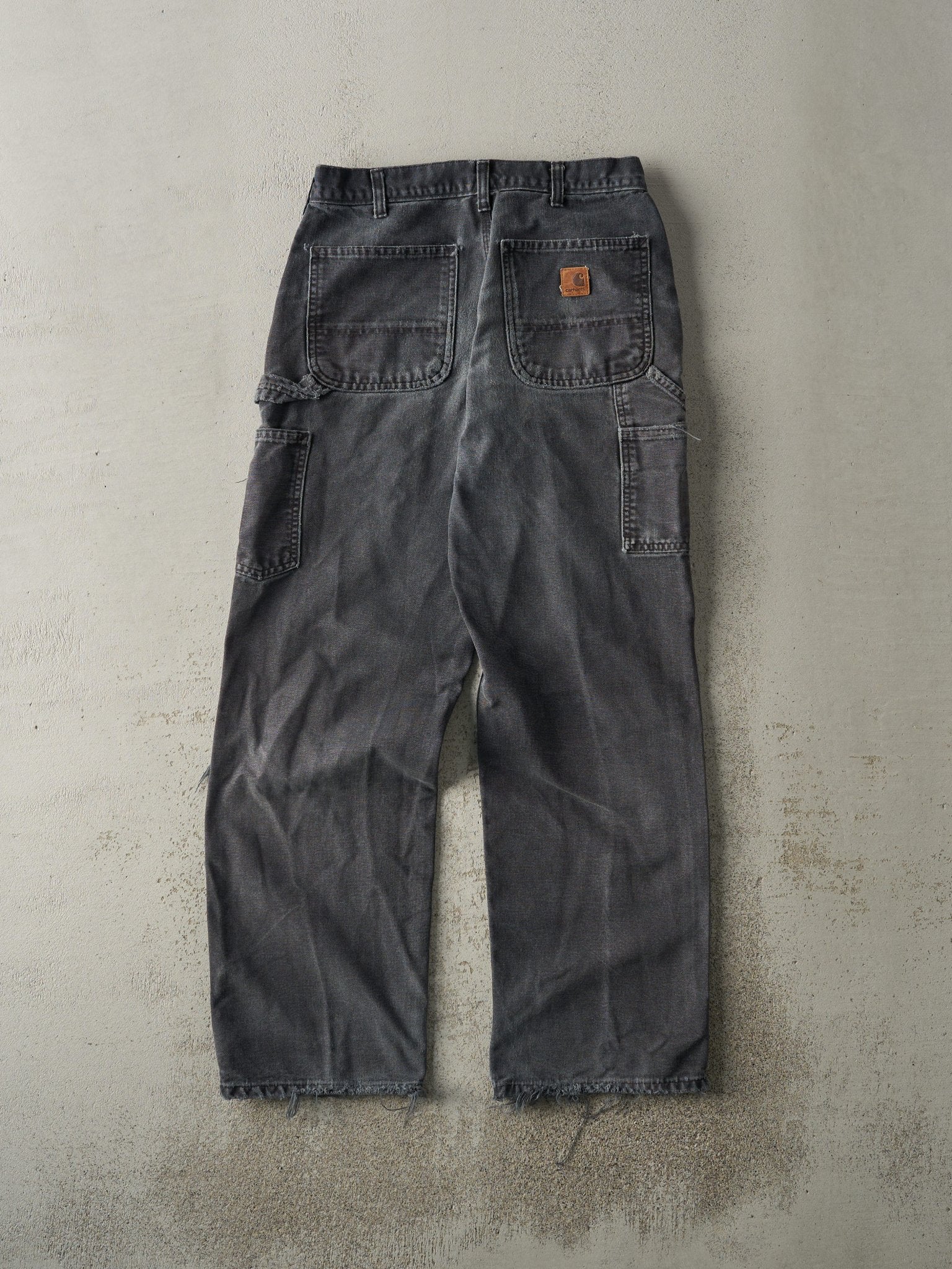 Vintage 90s Faded Black Carhartt Carpenter Pants (30x30) - Image 2