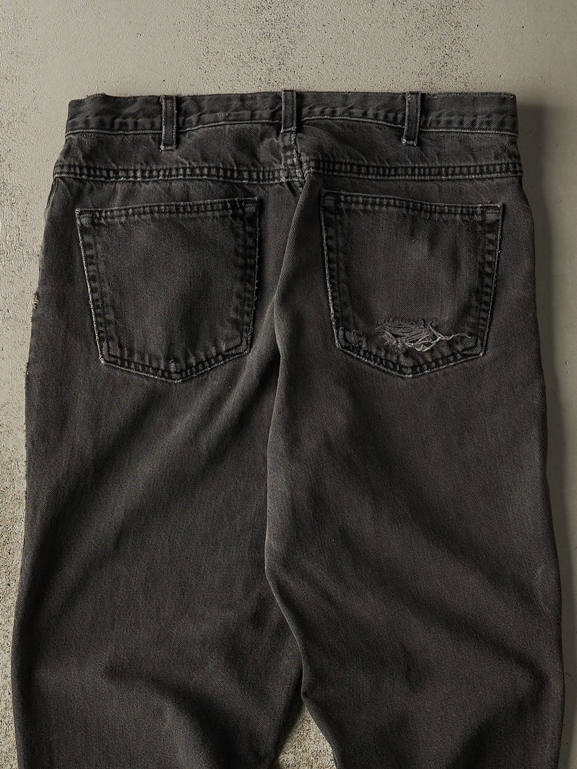 Vintage 90s Faded Black Eddie Bauer Denim Pants (33x29) - Image 5