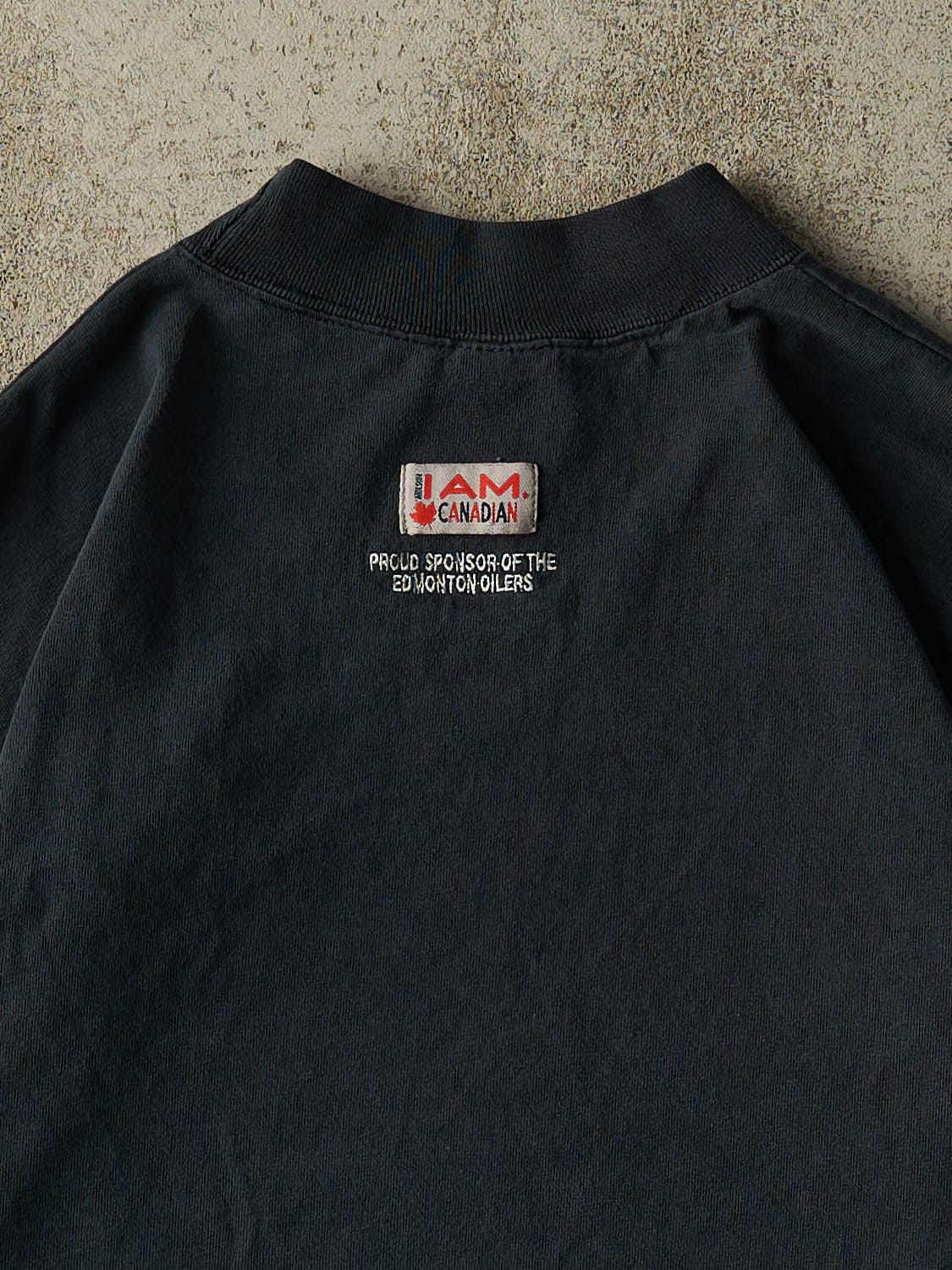 Vintage 90s Faded Black Edmonton Oilers Mock Neck Long Sleeve (L/XL) - Image 4