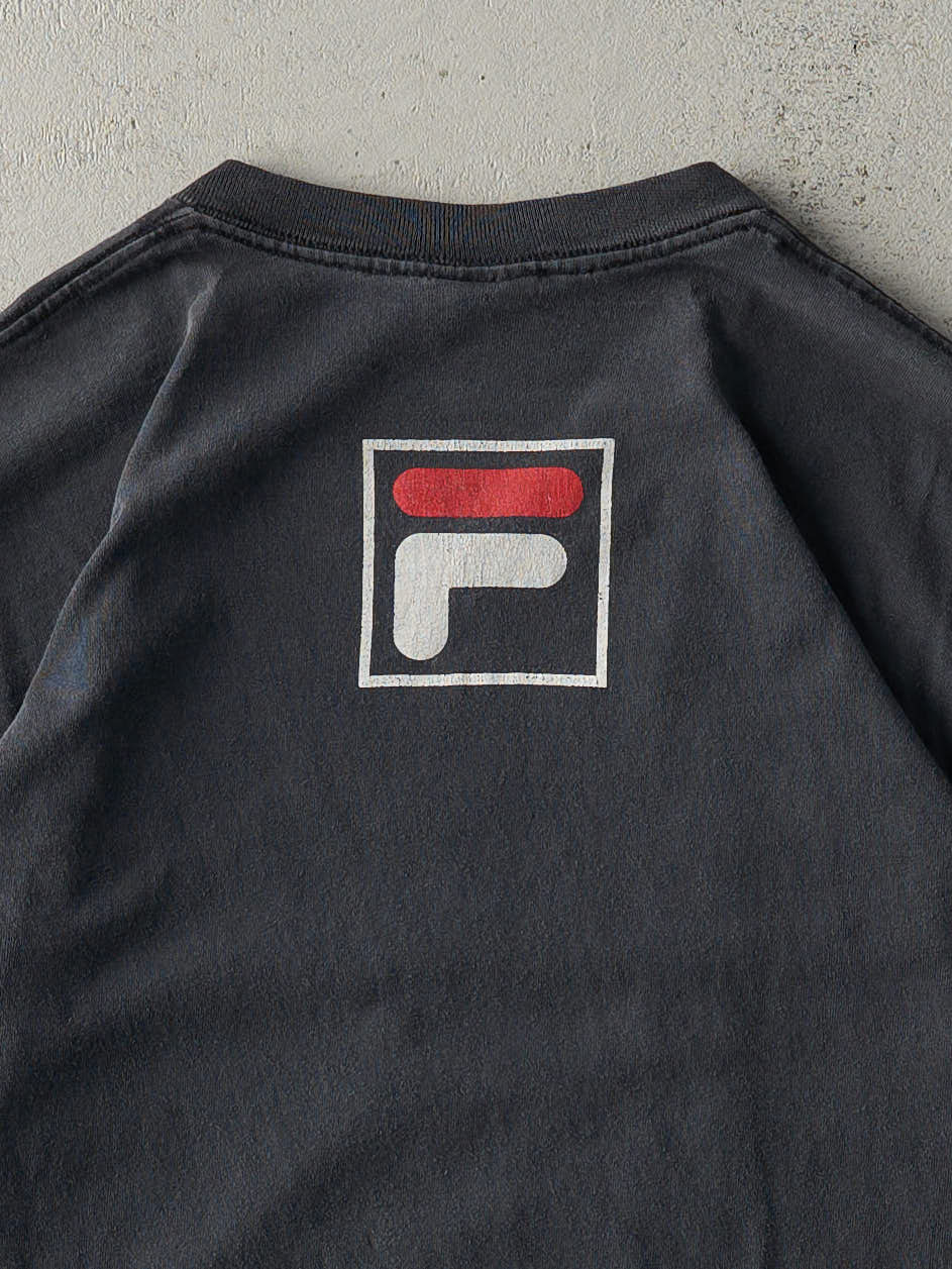 Vintage 90s Faded Black Fila Tee (L) - Image 4
