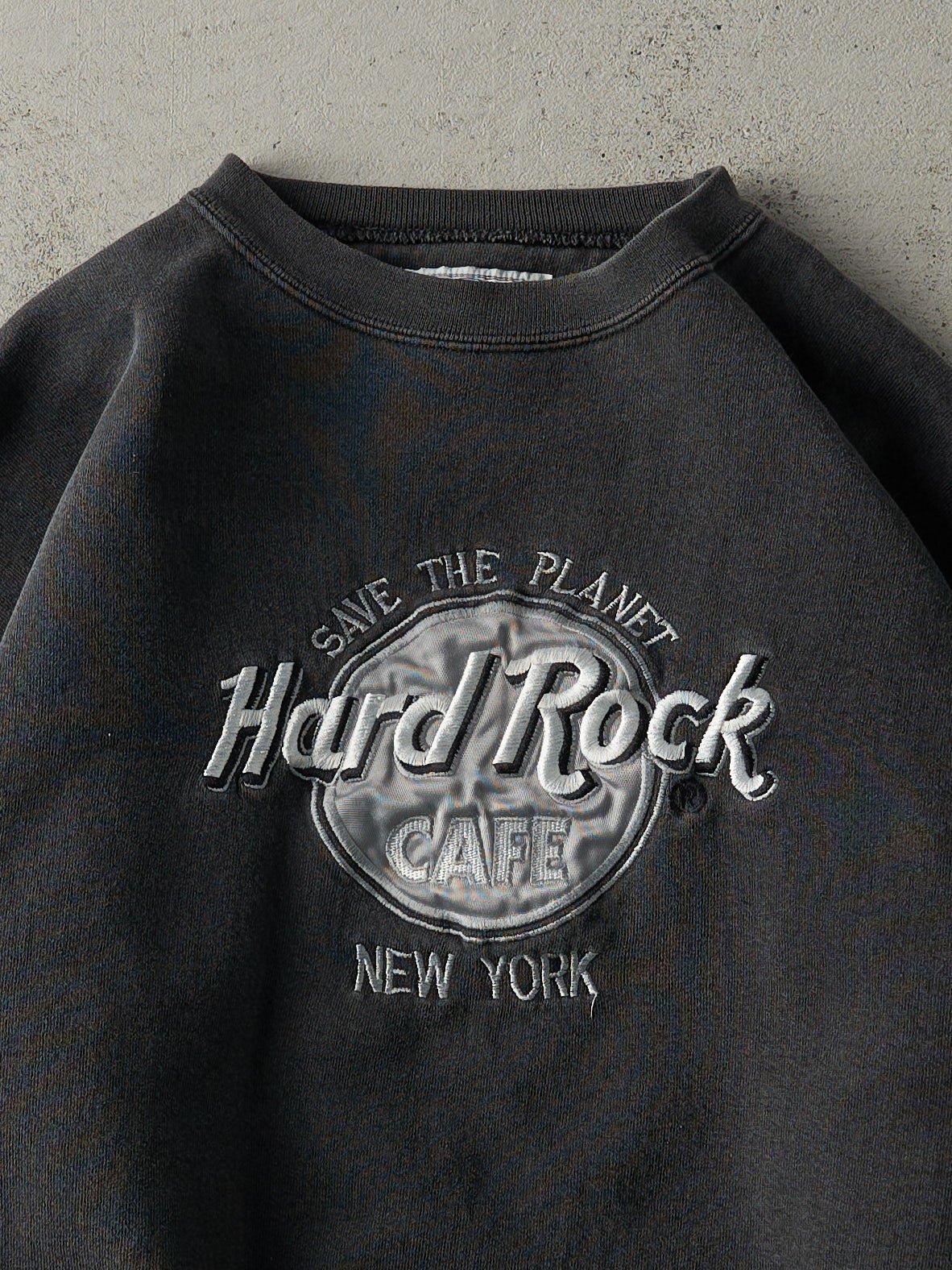Vintage 90s Faded Black Hard Rock Cafe Save The Planet Crewneck (L) - Image 2