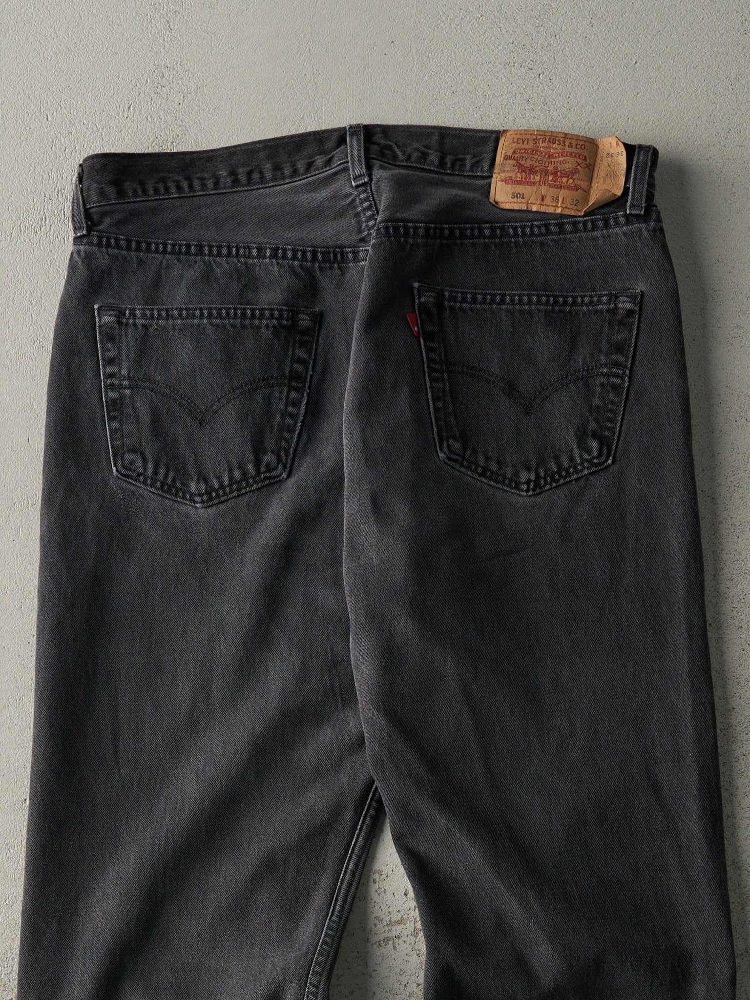 Vintage 90s Faded Black Levi's 501 Denim Pants (35.5x31) - Image 5