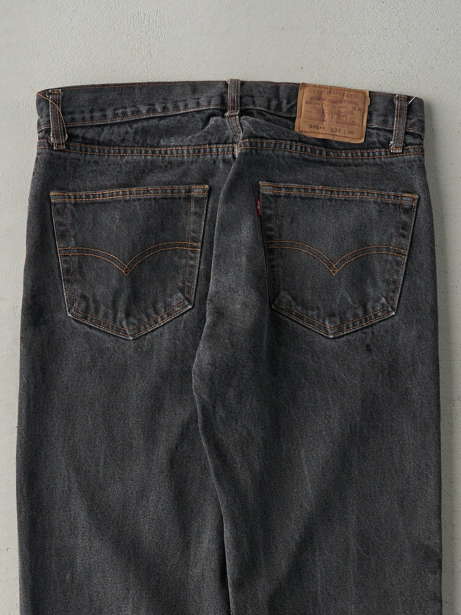Vintage 90s Faded Black Levi's 501XX Denim Pants (33.5x28) - Image 4