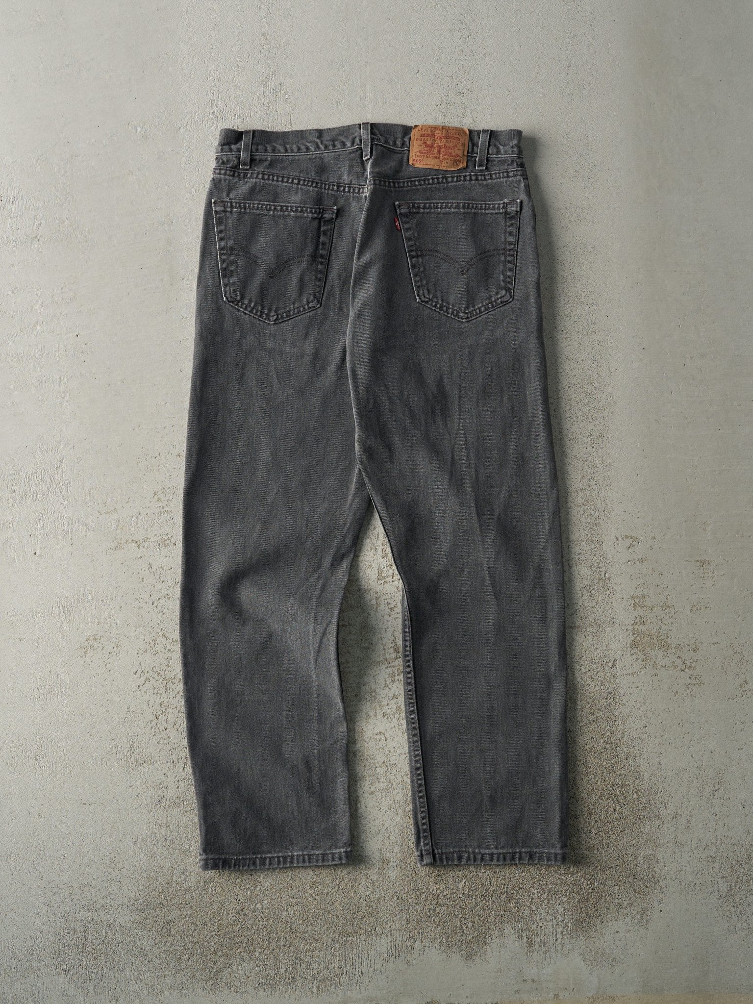 Vintage 90s Faded Black Levi's 505 Denim Pants (35x29) - Image 3