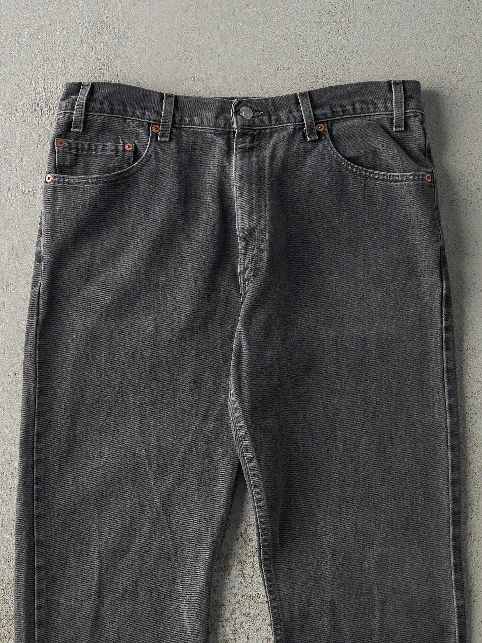 Vintage 90s Faded Black Levi's 505 Denim Pants (35x29) - Image 4