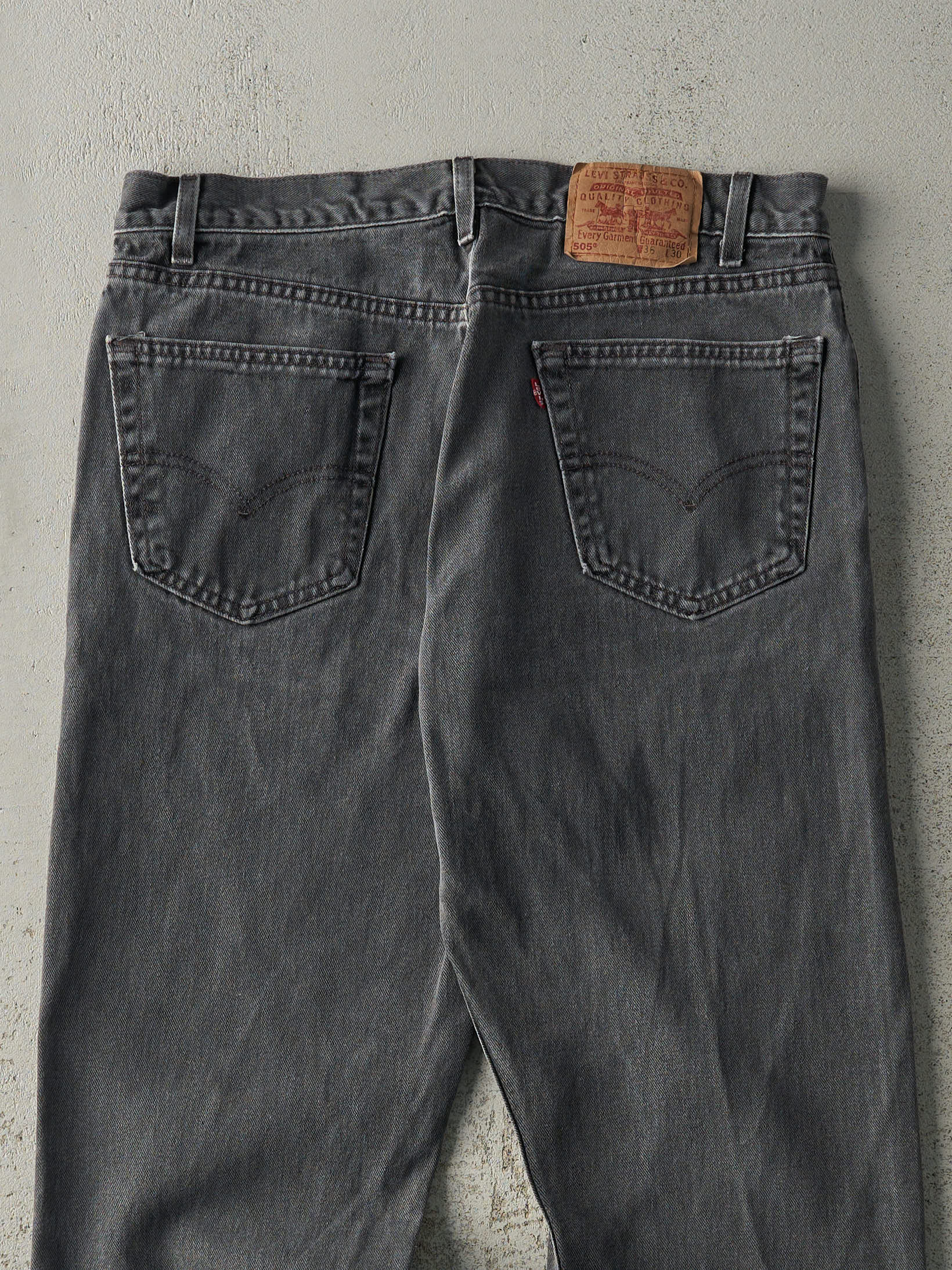 Vintage 90s Faded Black Levi's 505 Denim Pants (35x29) - Image 5