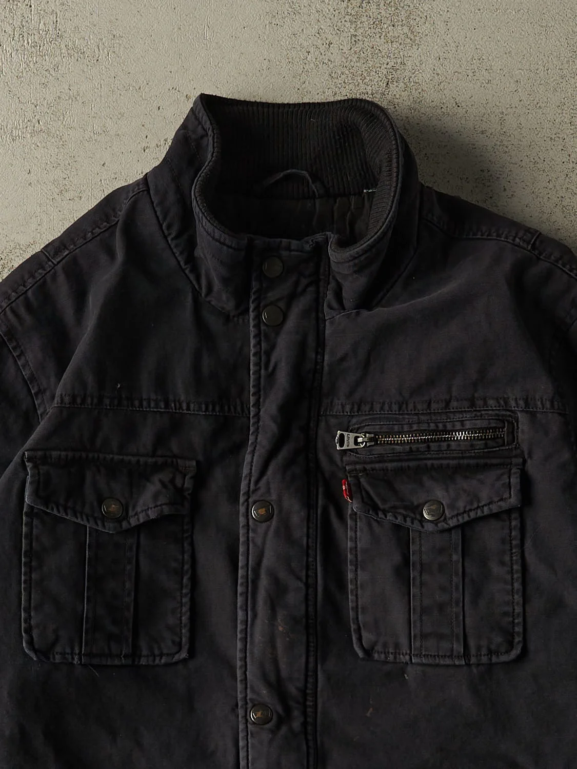 Vintage 90s Faded Black Levi's Quilt Lined Button Up Jacket (L/XL) - Image 3