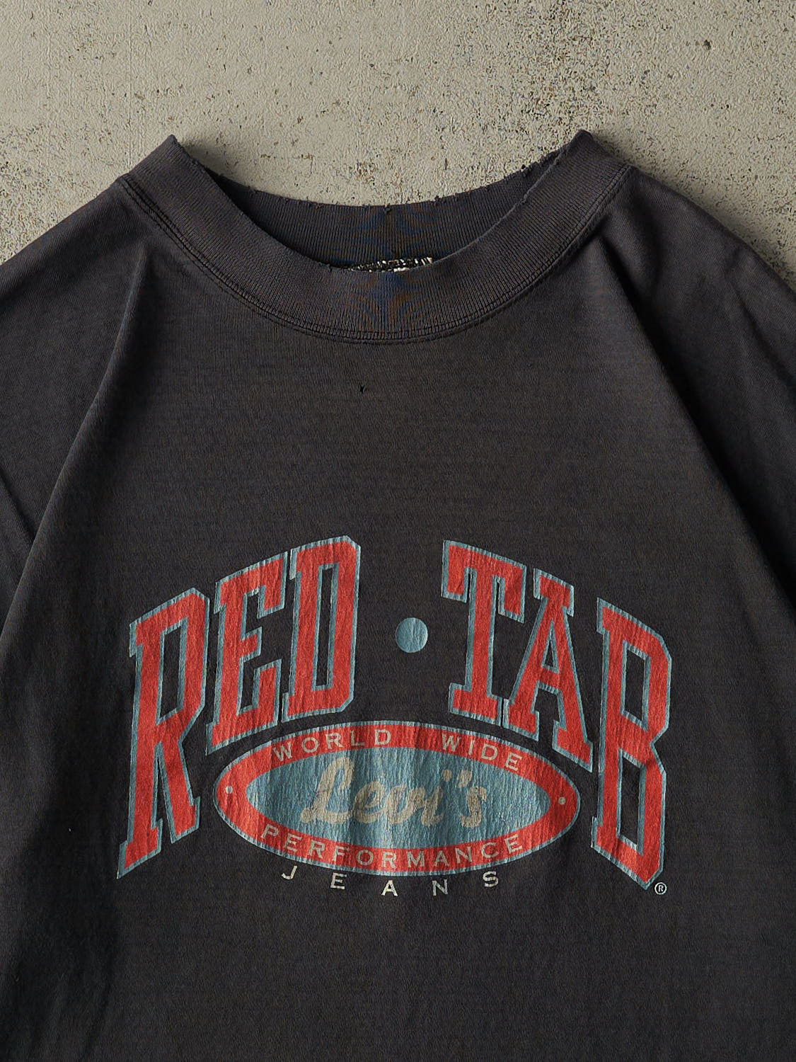 Vintage 90s Faded Black Levi's Red Tab Tee (XL) - Image 2