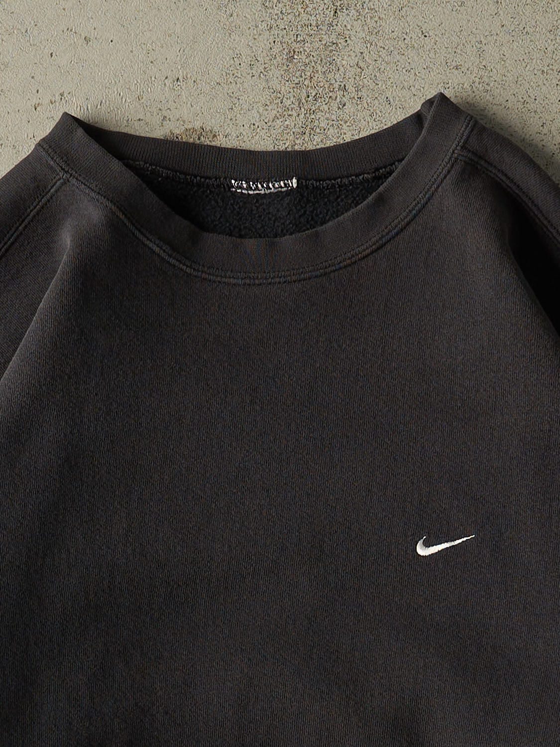 Vintage 90s Faded Black Nike Embroidered Swoosh Crewneck (XL/XXL) - Image 2