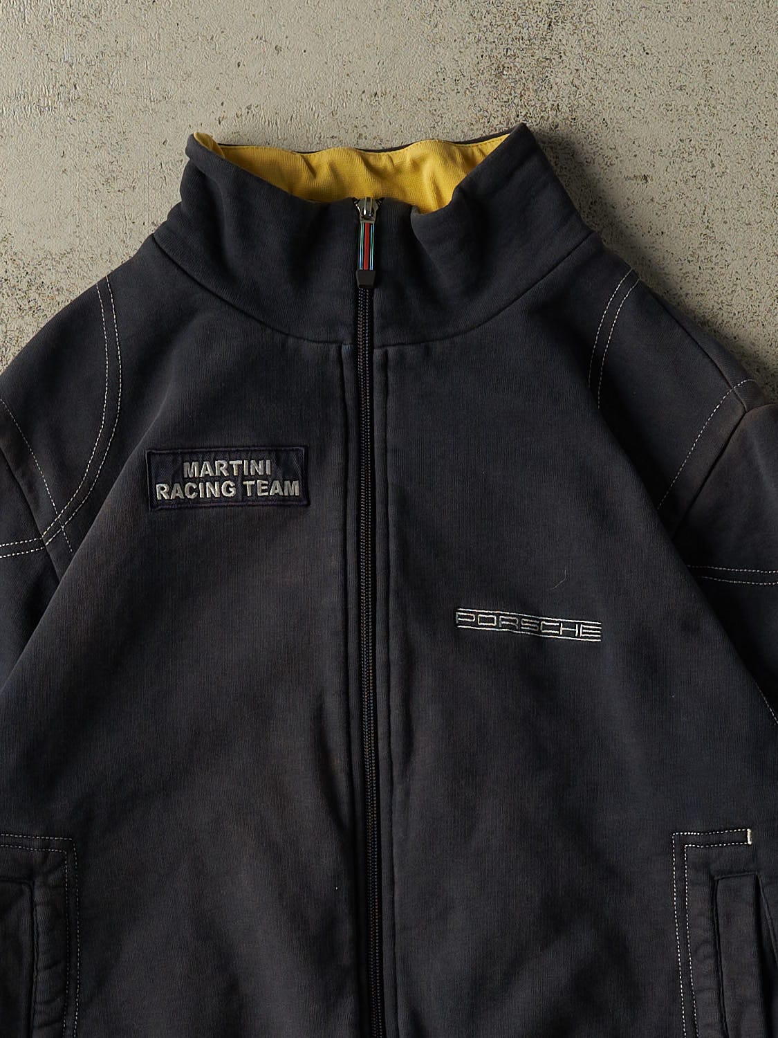 Vintage Y2K Navy Porsche Martini Racing Zip Up Sweater (S/M) - Image 3