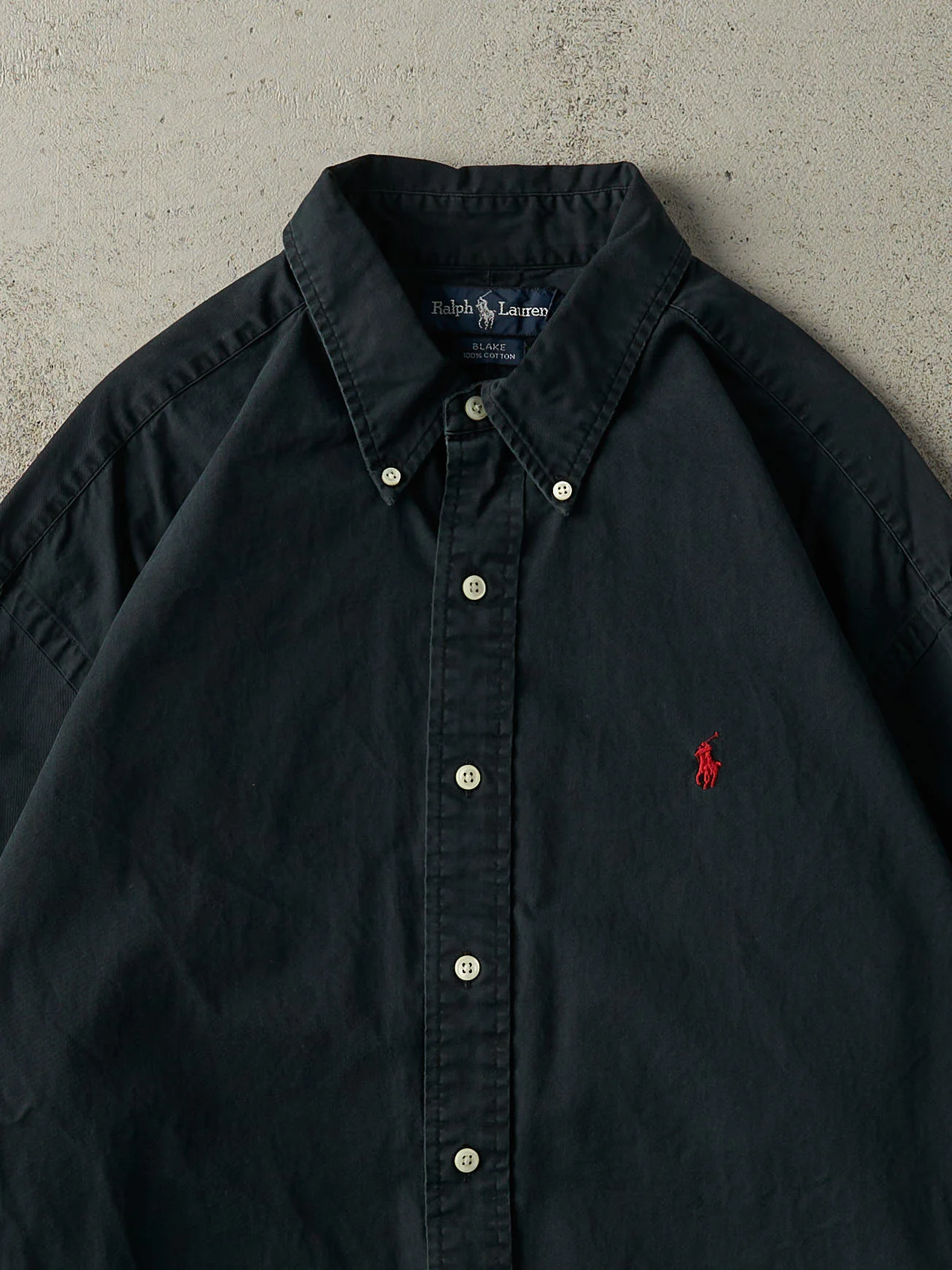 Vintage 90s Faded Black Ralph Lauren Button Up (XXL) - Image 2