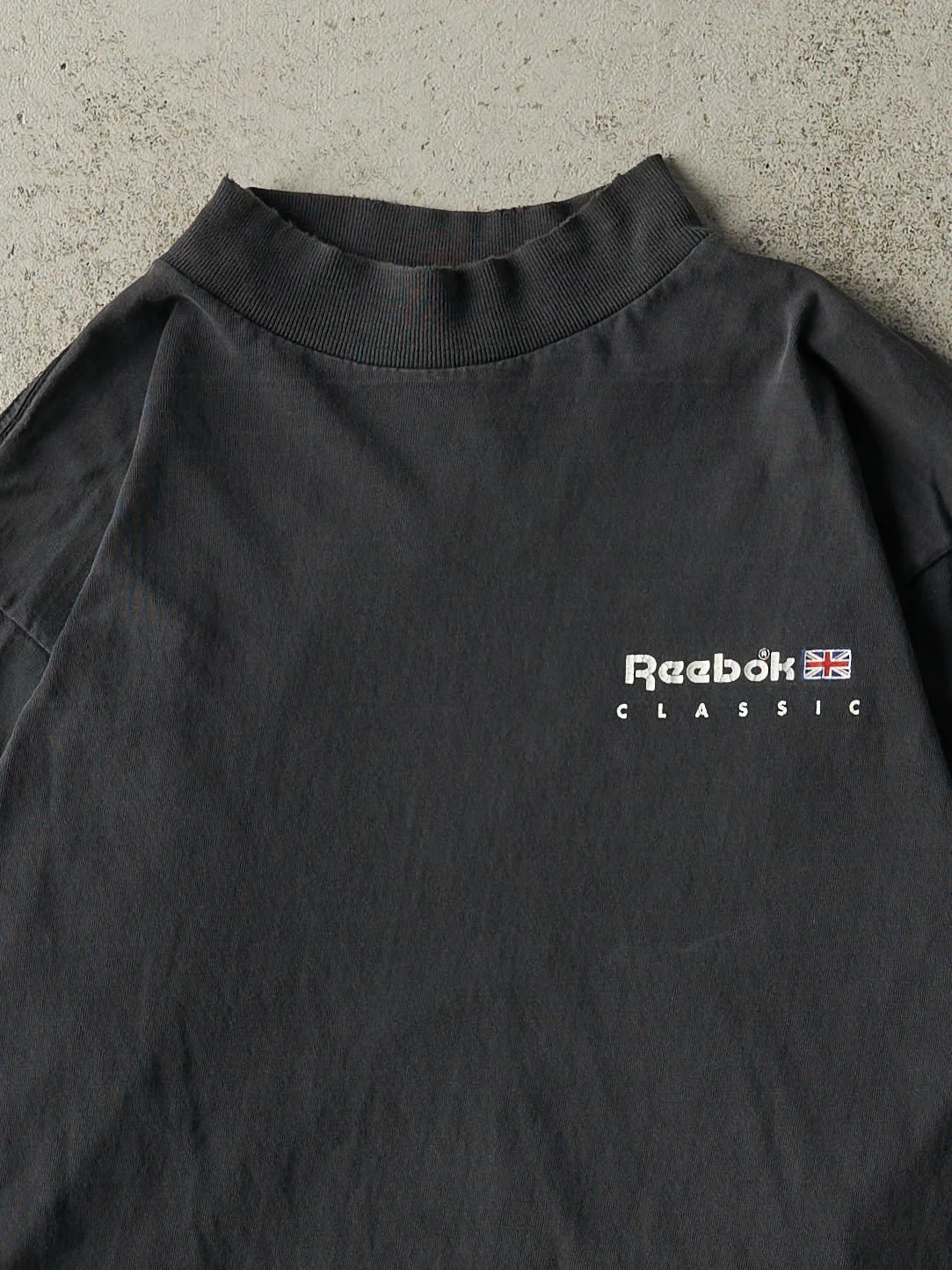 Vintage 90s Faded Black Reebok Classics Mock Neck Long Sleeve (S) - Image 2