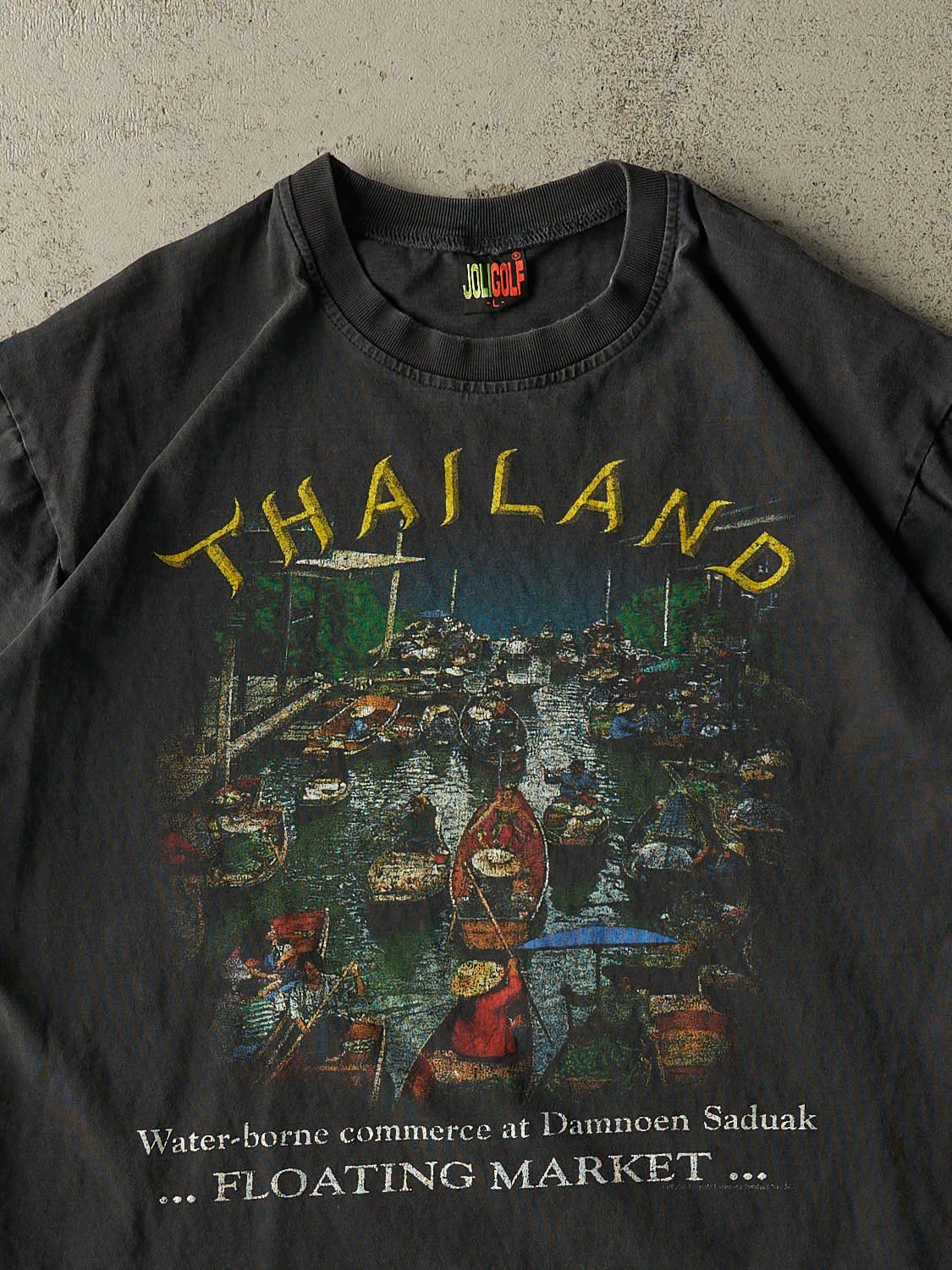 Vintage 90s Faded Black Thailand Tee (M) - Image 2