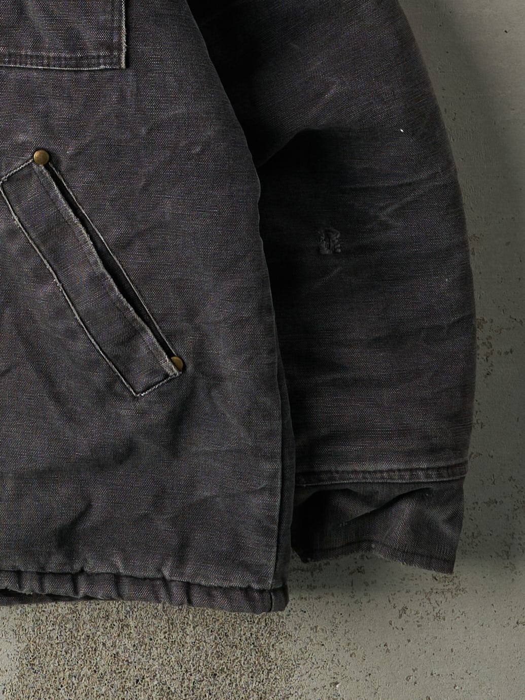 Vintage 90s Faded Black Work Jacket (M/L) - Image 4