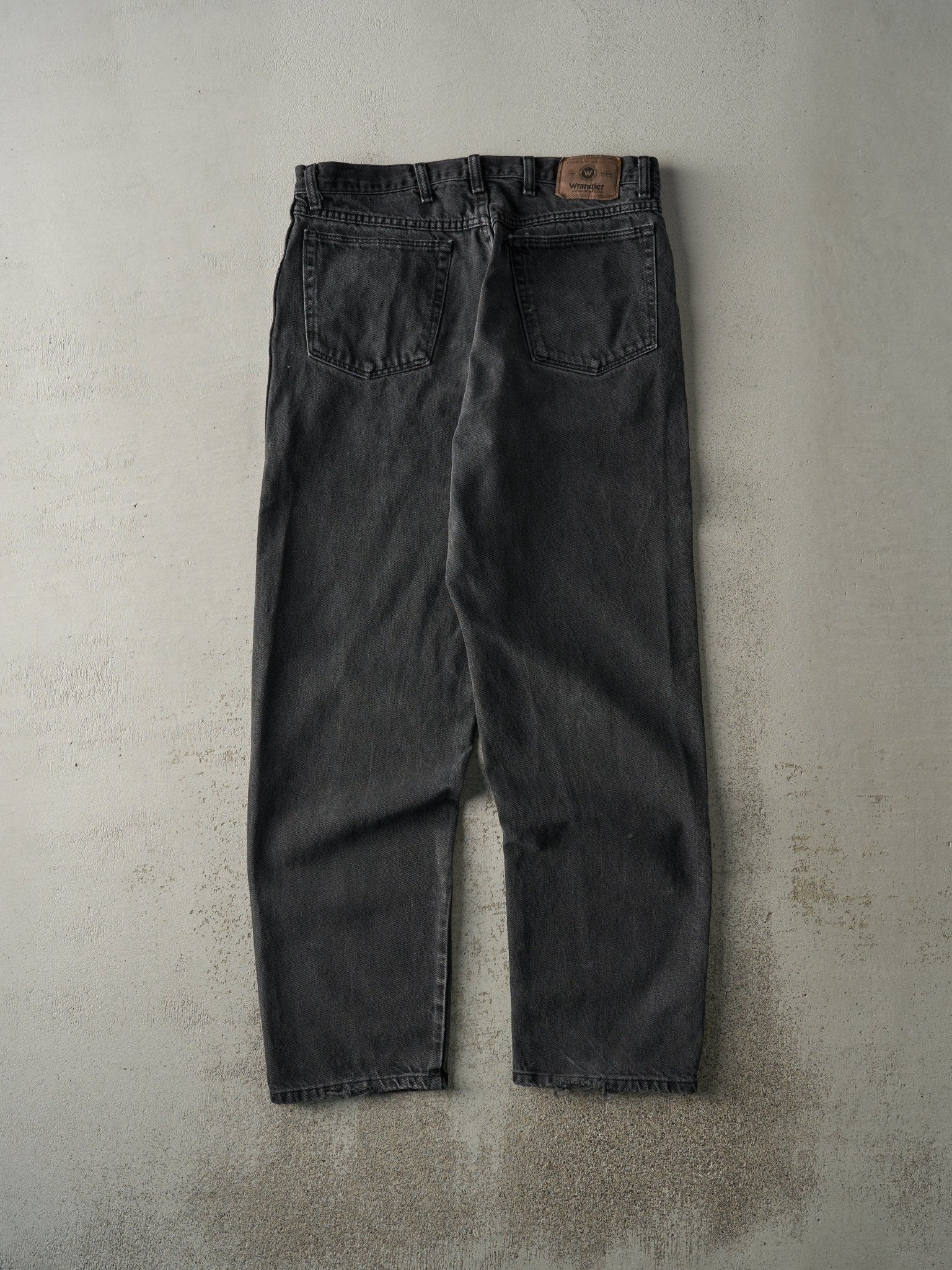 Vintage 90s Faded Black Wrangler Denim Pants (34x31.5) - Image 2
