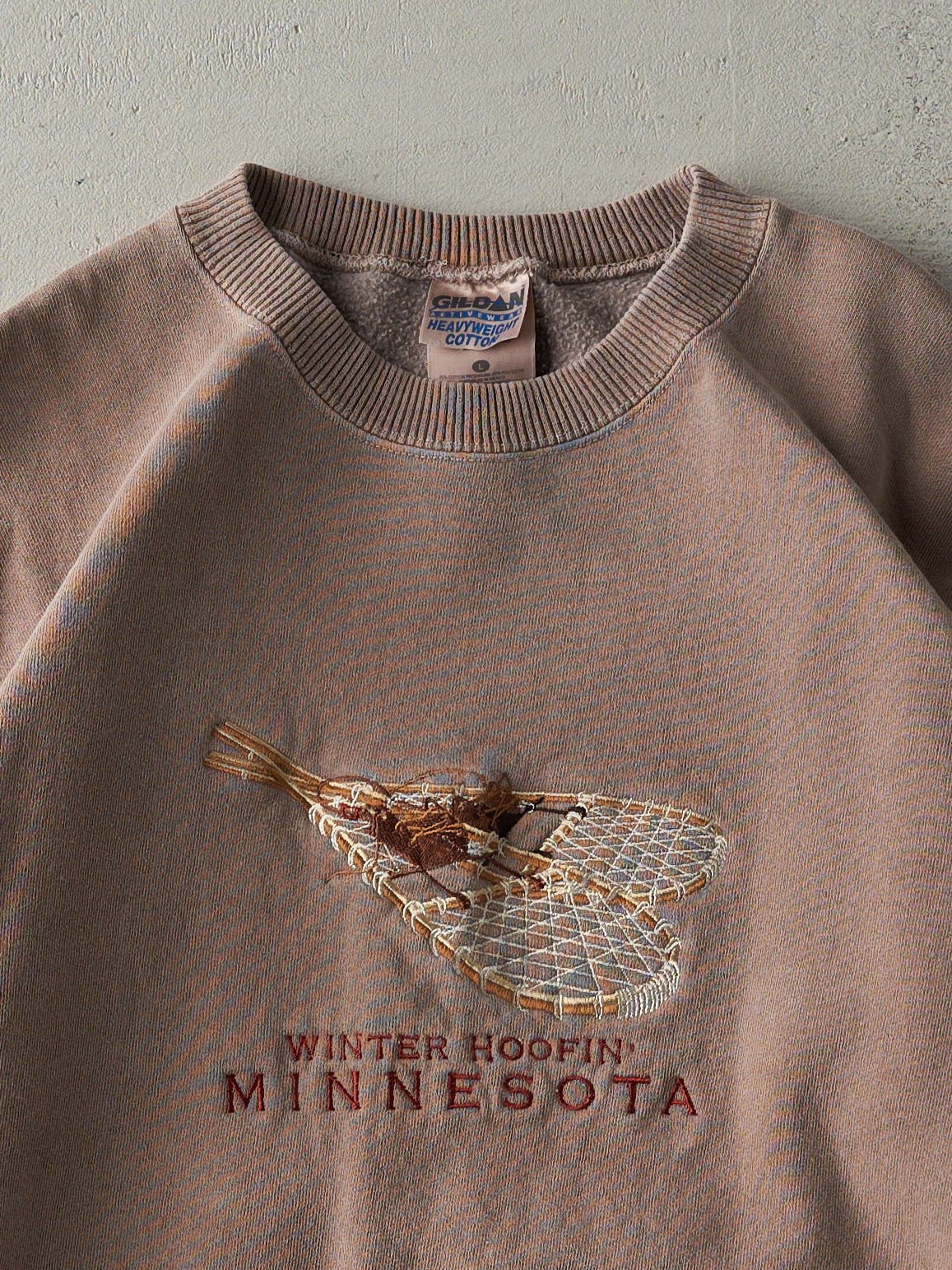 Vintage 90s Faded Brown Embroidered Minnesota Crewneck (M) - Image 2