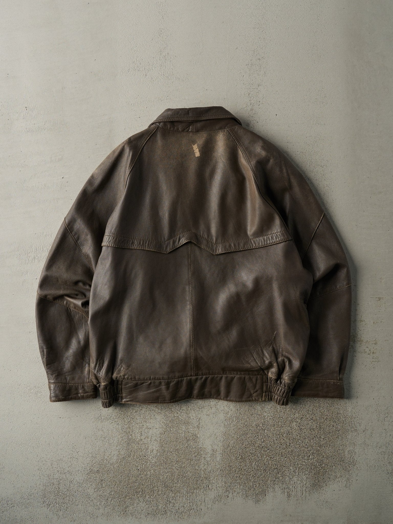Vintage 90s Faded Brown Leather Jacket (L) - Image 2