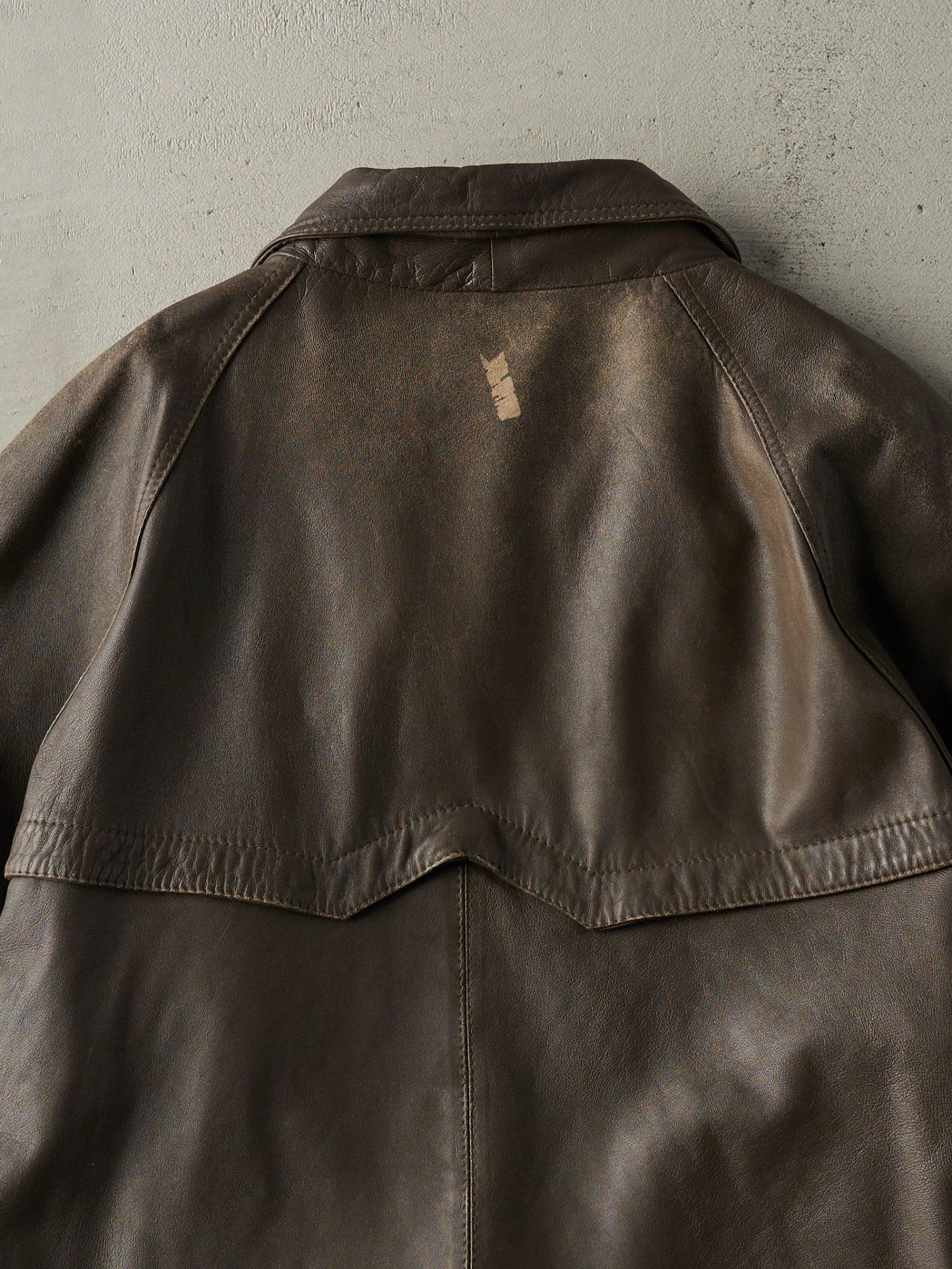 Vintage 90s Faded Brown Leather Jacket (L) - Image 4