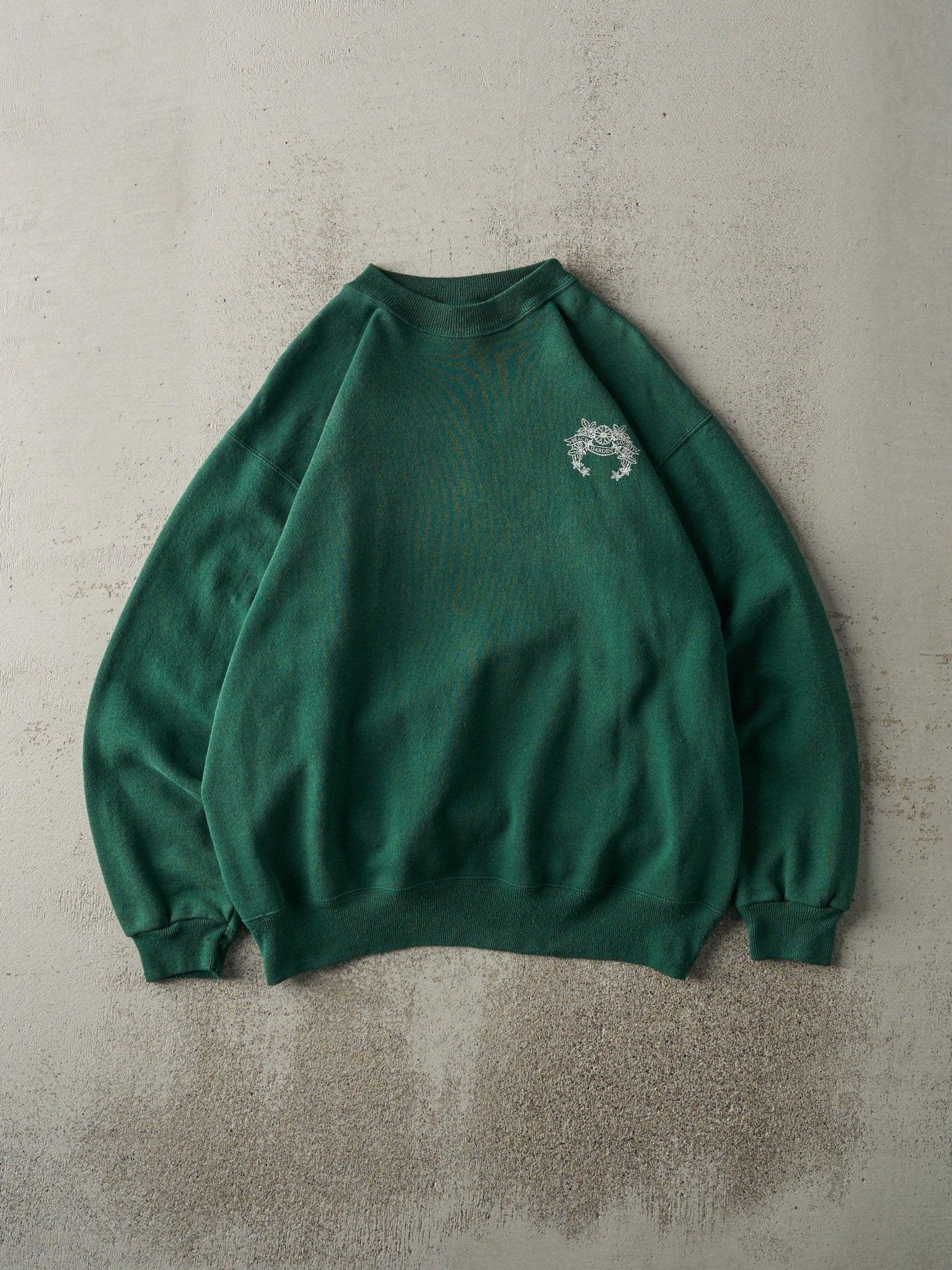 Vintage 90s Forest Green Beach Garden Society Crewneck (M)