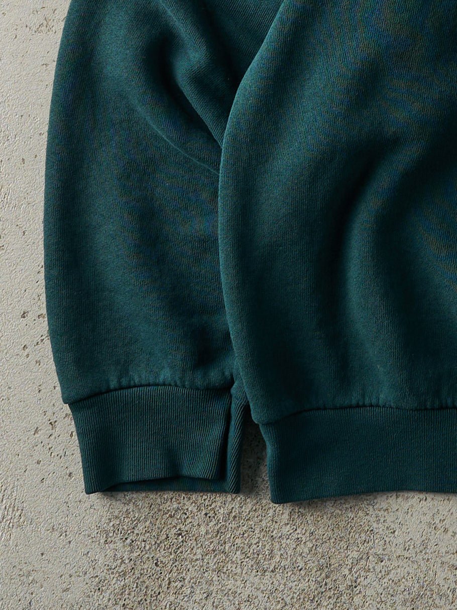 Vintage 90s Forest Green Blank Boxy Crewneck (L) - Image 3