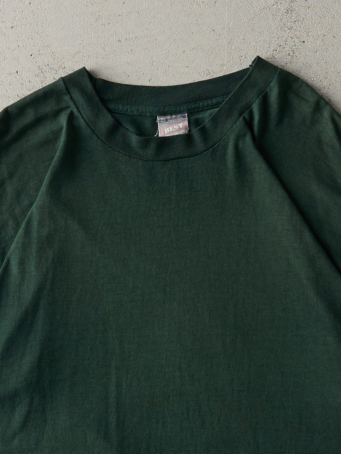 Vintage 90s Forest Green Blank Single Stitch Tee (L) - Image 2