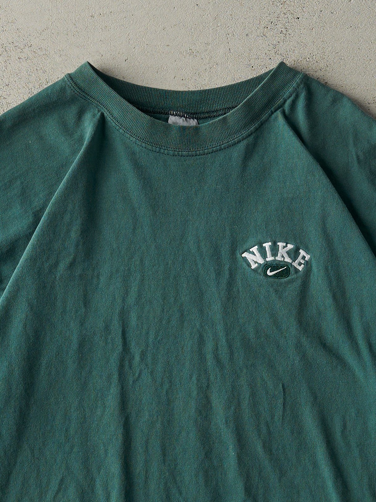 Vintage 90s Forest Green Embroidered Nike Logo Tee (M/L) - Image 2