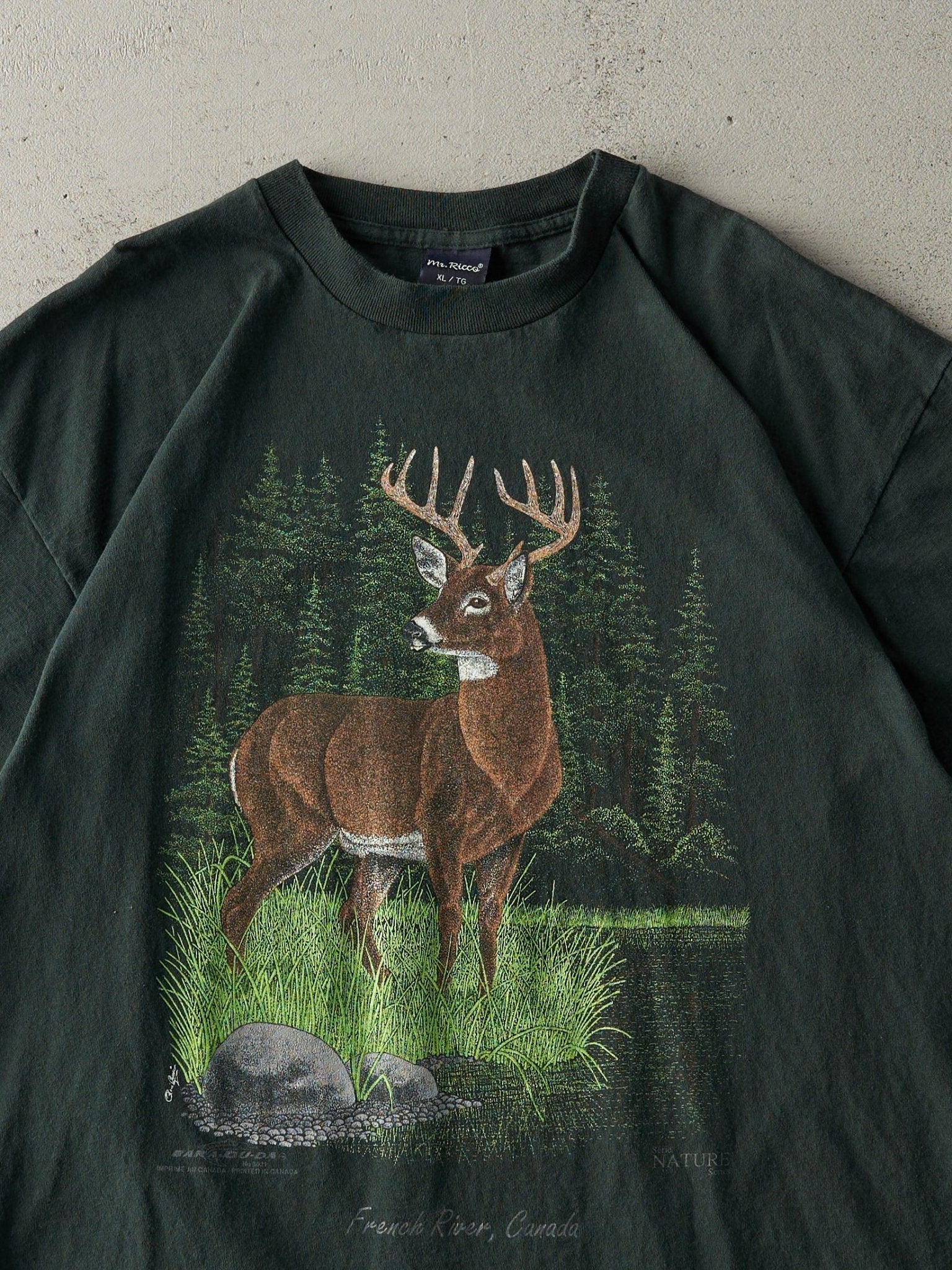 Vintage 90s Forest Green French River Tee (M/L) - Image 2