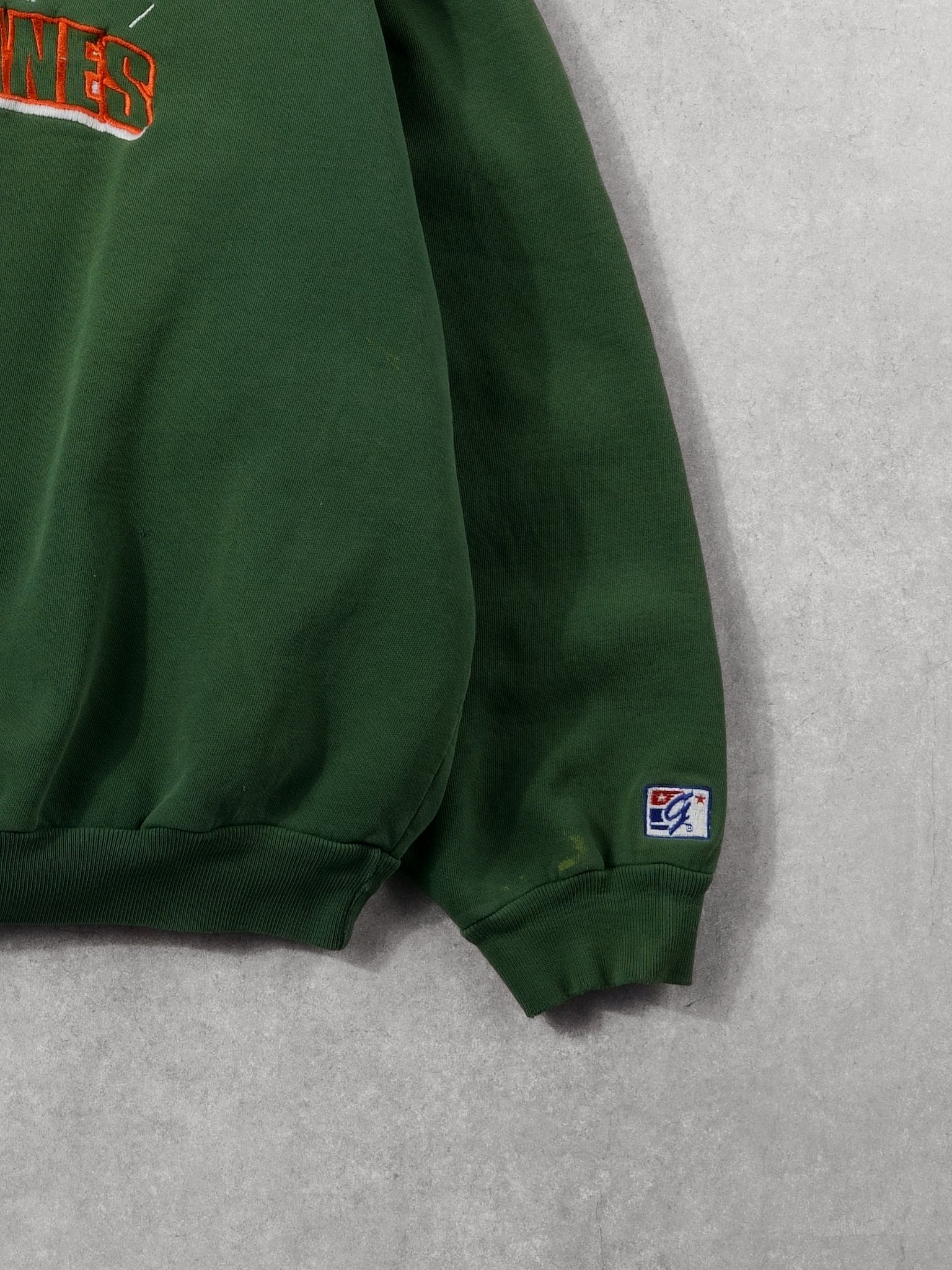 Vintage 90s Forest Green Miami Hurriances Crewneck (L) - Image 3