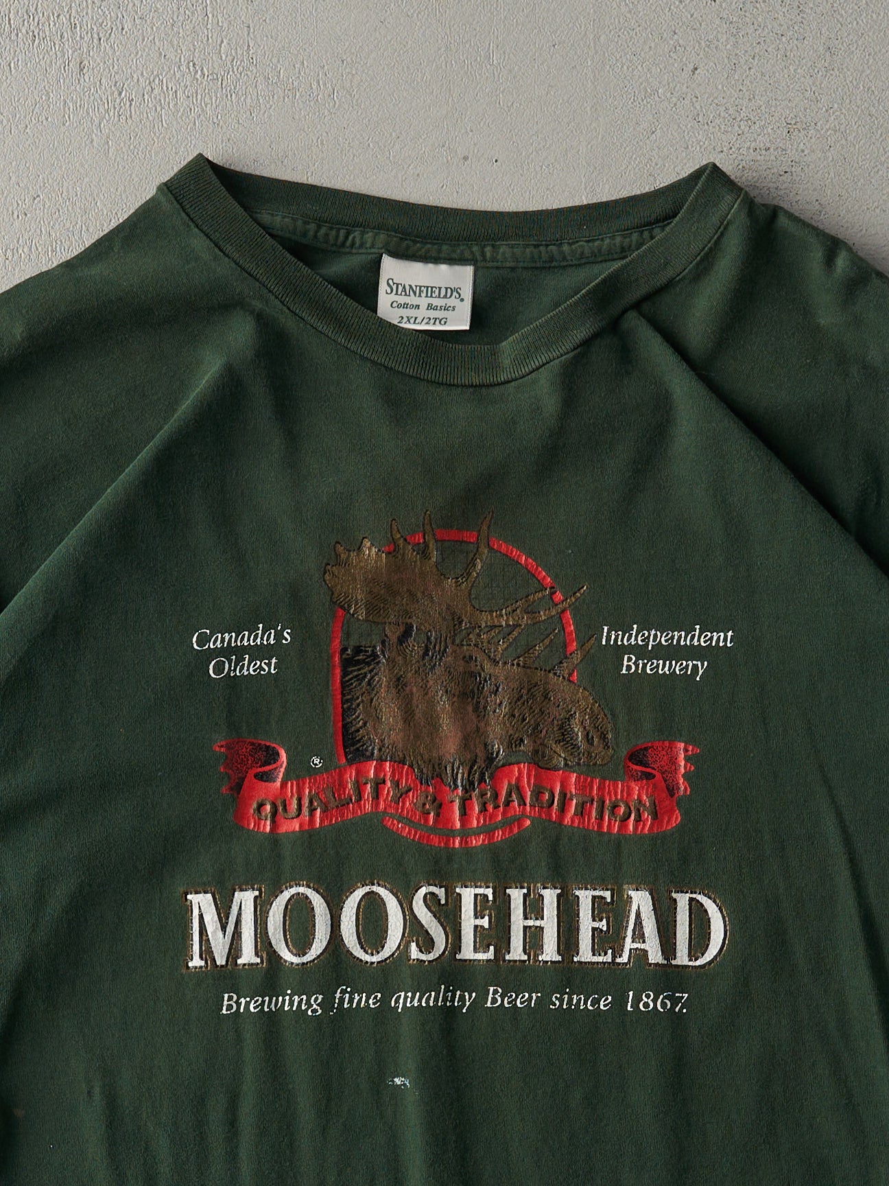 Vintage 90s Forest Green Moose Head Single Stitch Tee (XL) - Image 2