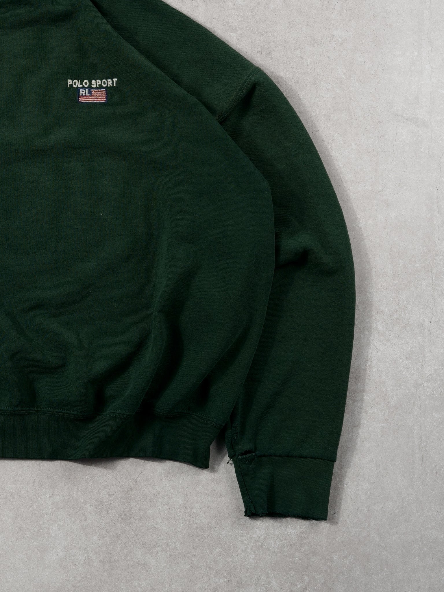 Vintage 90s Forest Green Polo Sports USA Crewneck (L) - Image 3