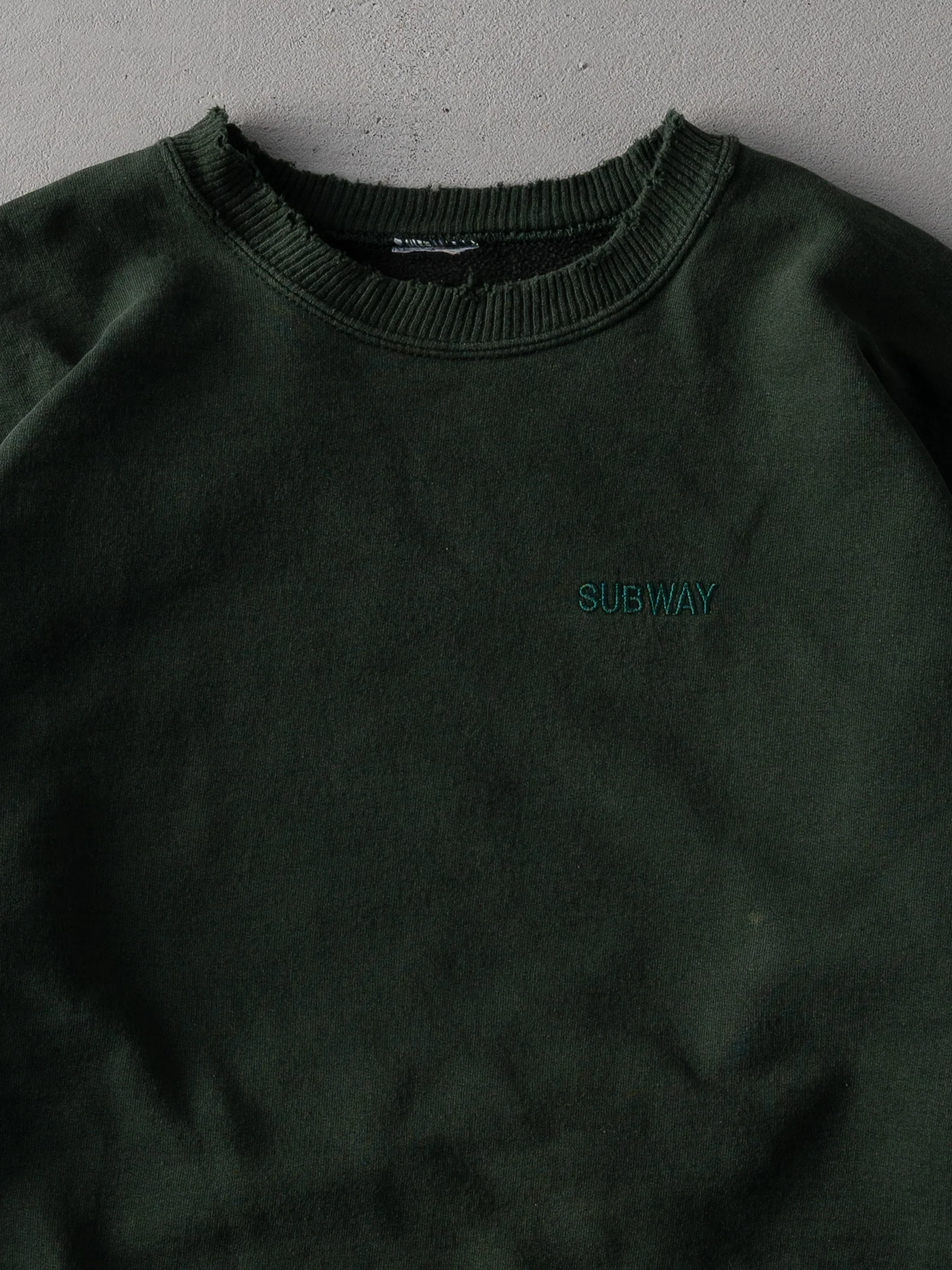 Vintage 90s Forest Green Subway Blank Boxy Crewneck (M/L) - Image 2