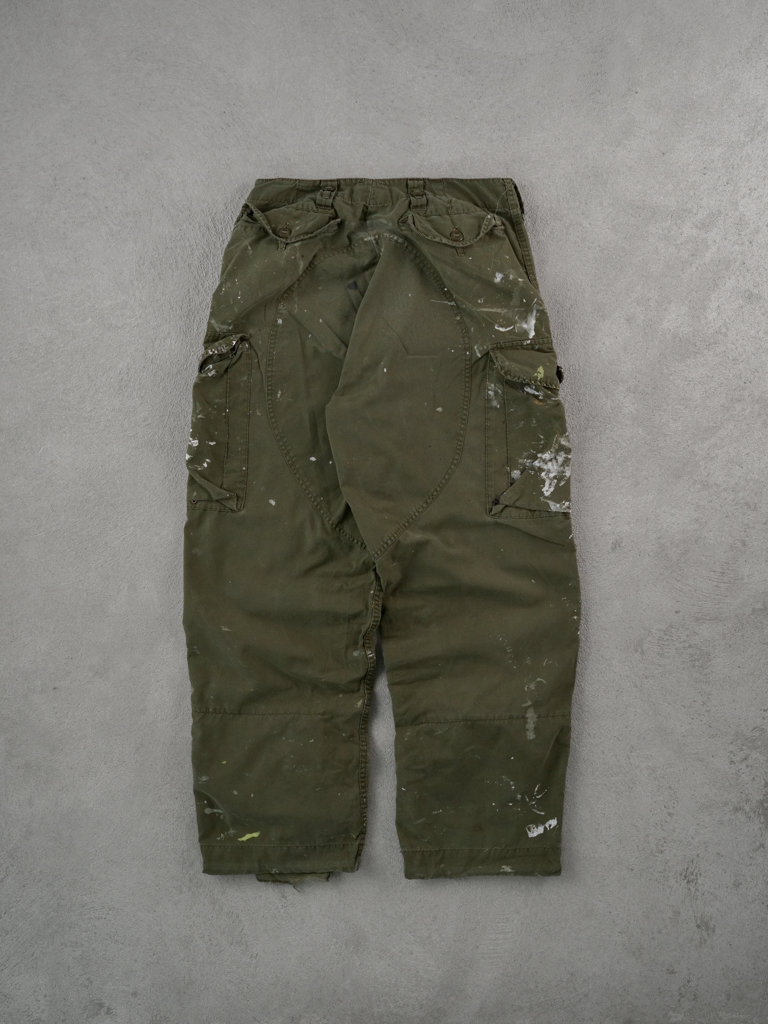 Vintage 90s Green Army Parachute Paint Splatter Pants (34x30) - Image 2