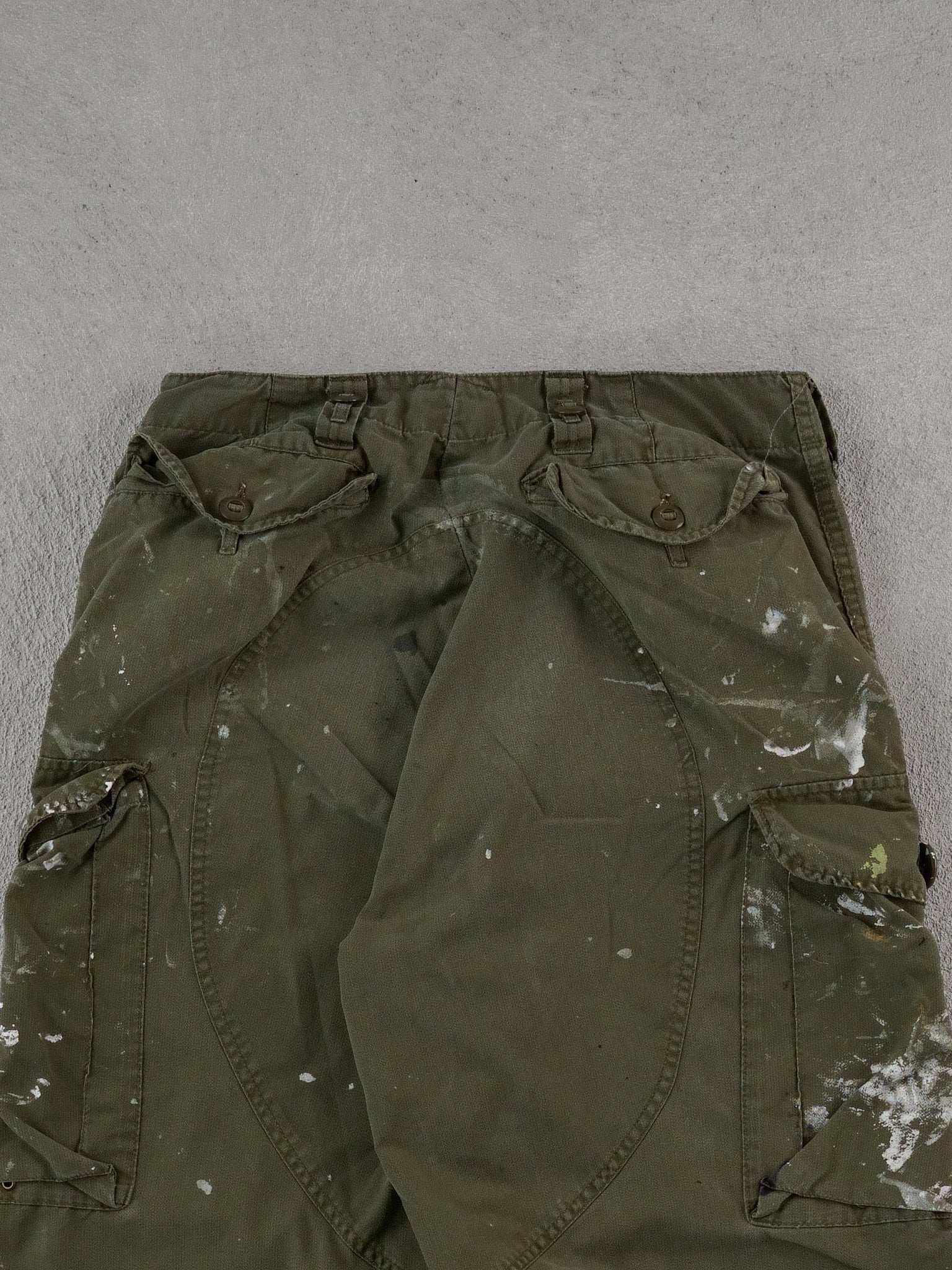 Vintage 90s Green Army Parachute Paint Splatter Pants (34x30) - Image 4
